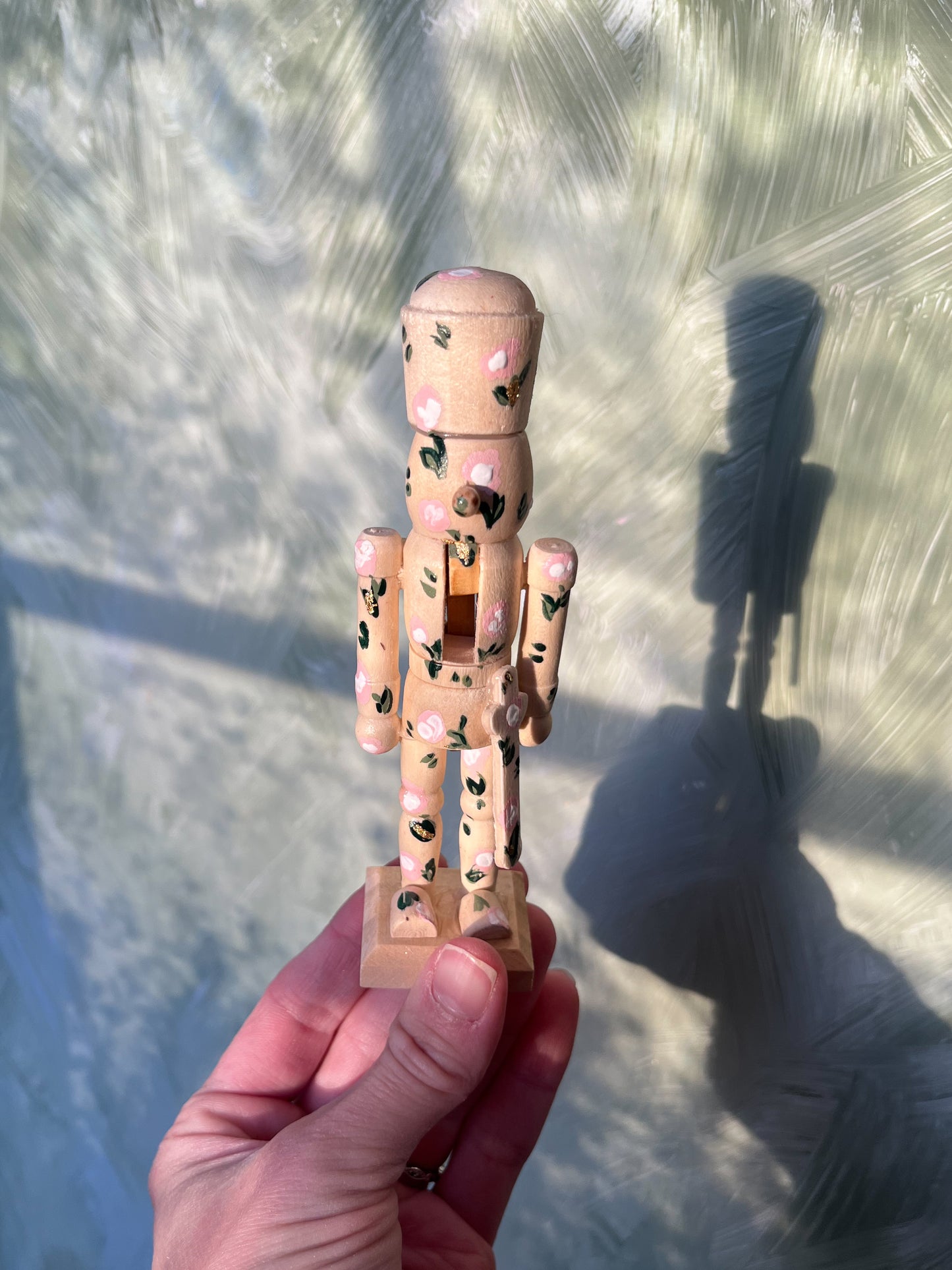 Pink Floral on Wood Nutcracker Ornament | Holiday 2024 Limited Edition