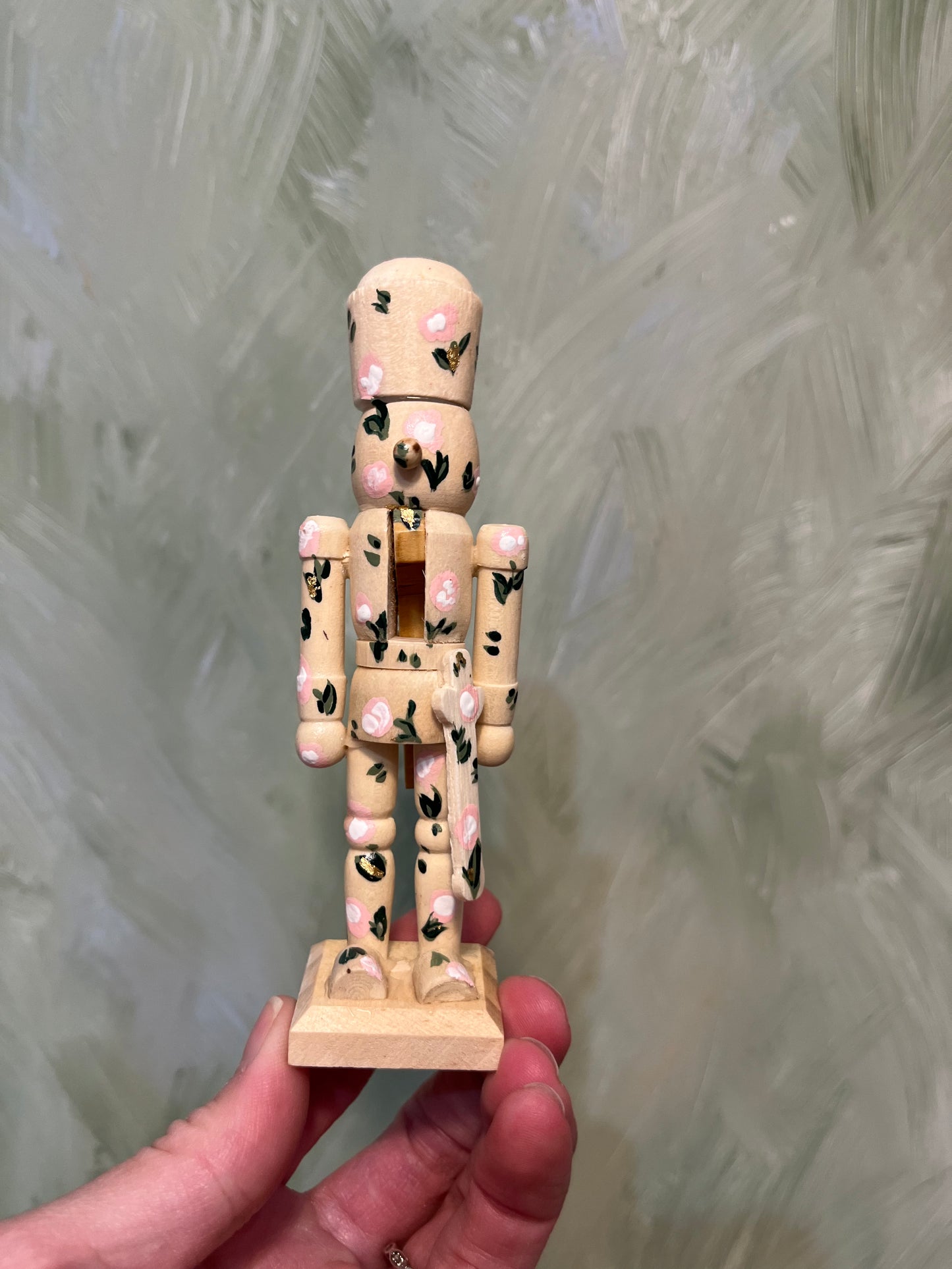 Pink Floral on Wood Nutcracker Ornament | Holiday 2024 Limited Edition