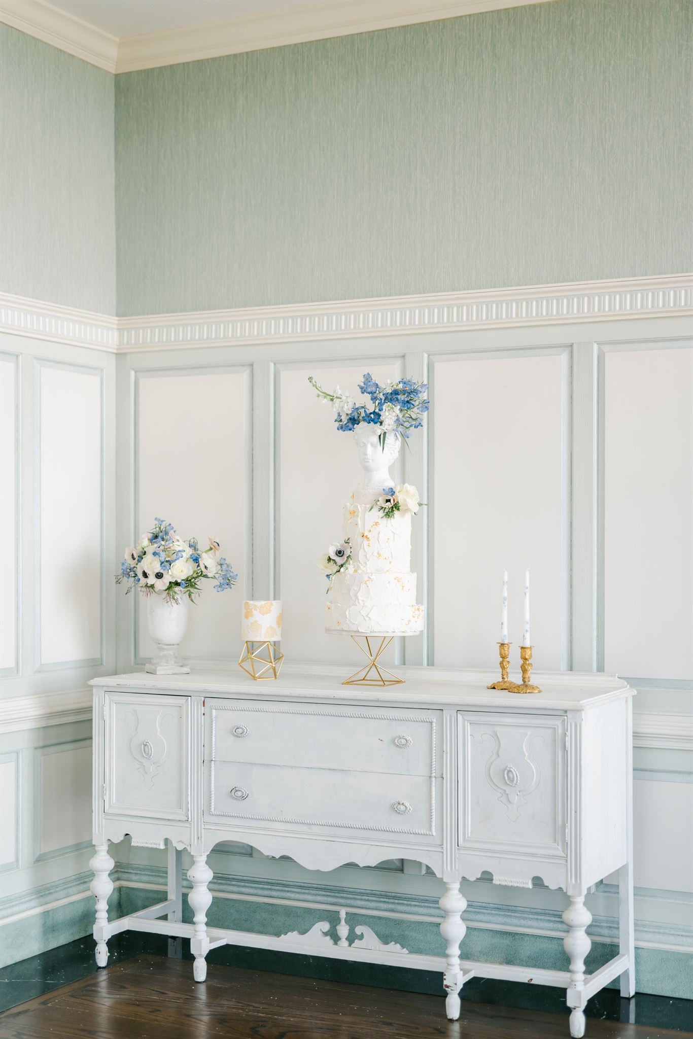 Hand Painted Candles in Sky Floral