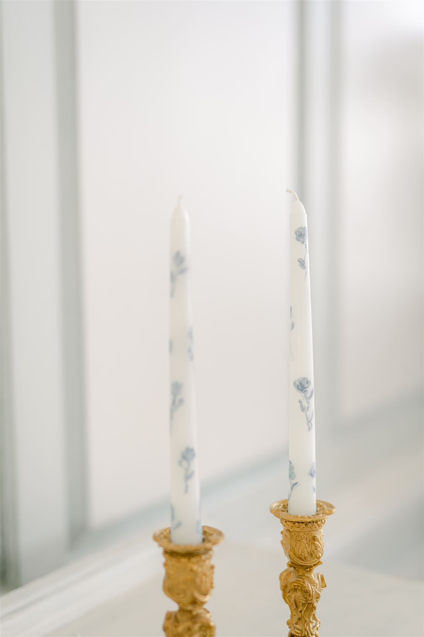 Hand Painted Candles in Sky Floral