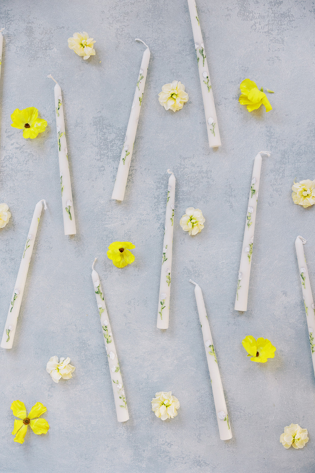 Hand Painted Candles in Cream Floral
