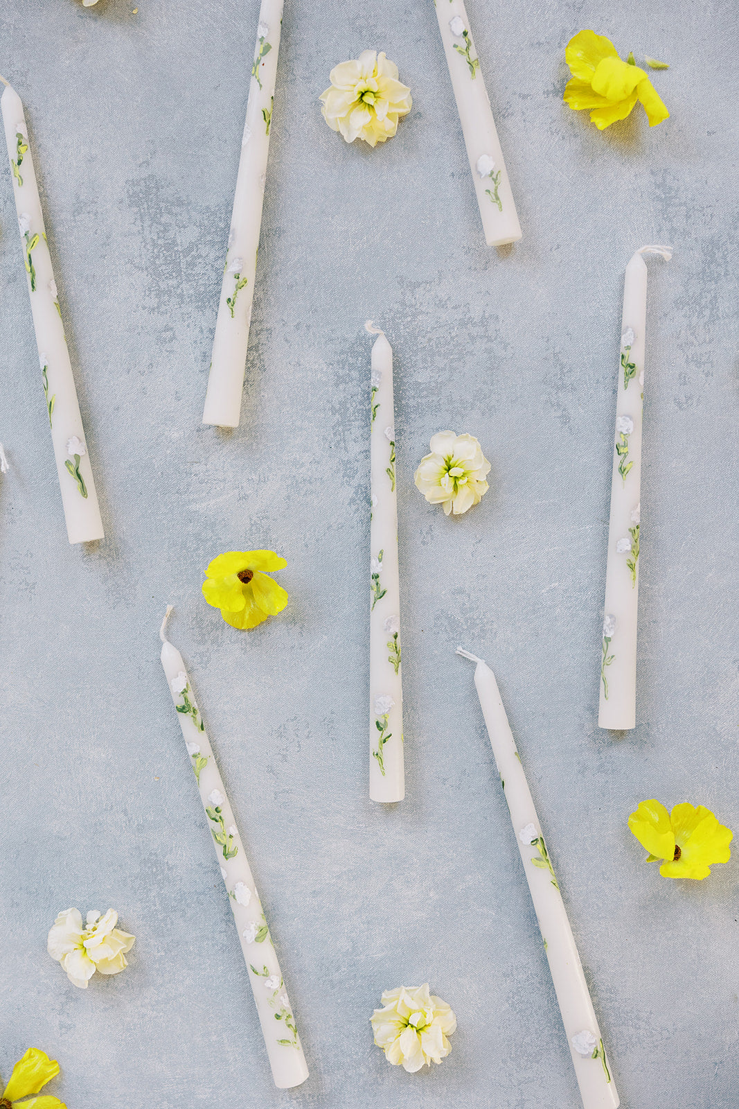 Hand Painted Candles in Cream Floral