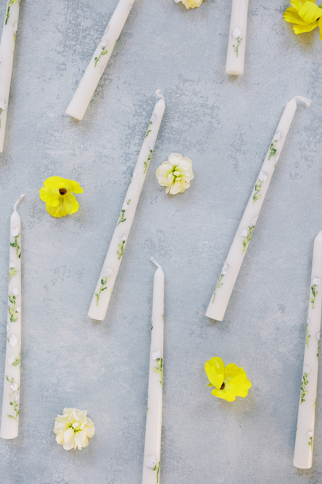Hand Painted Candles in Cream Floral