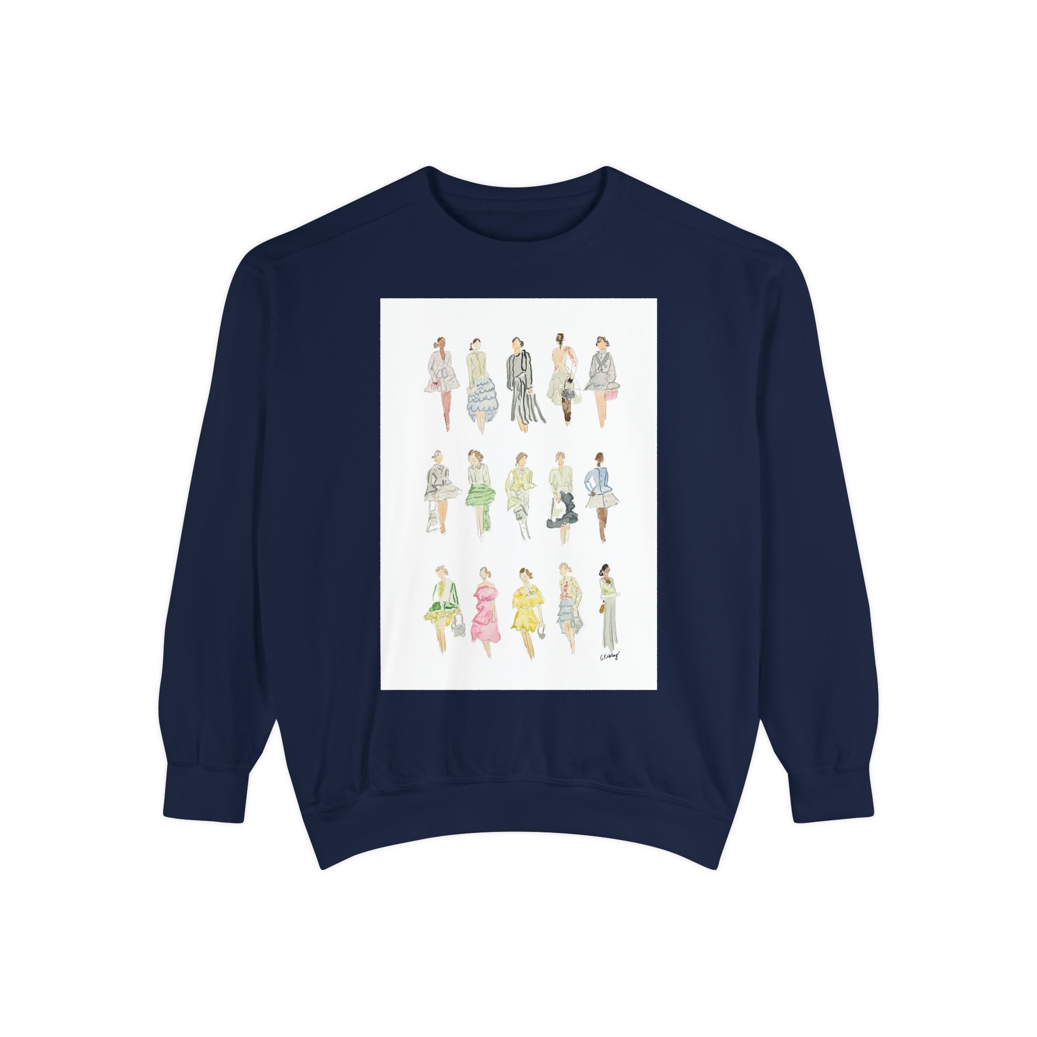 All the Pretty Girls Walk Like This #2 Sweatshirt — Vintage Runway Illustration Print