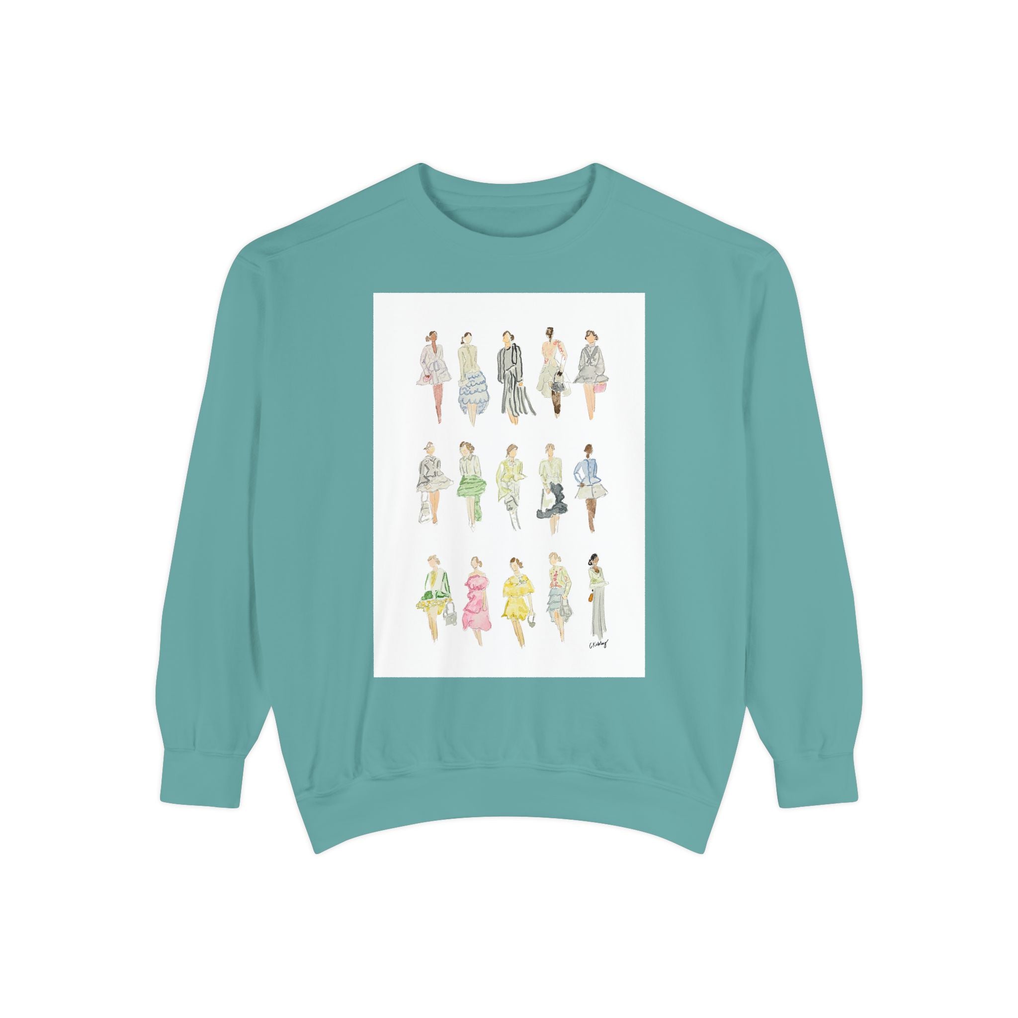 All the Pretty Girls Walk Like This #2 Sweatshirt — Vintage Runway Illustration Print
