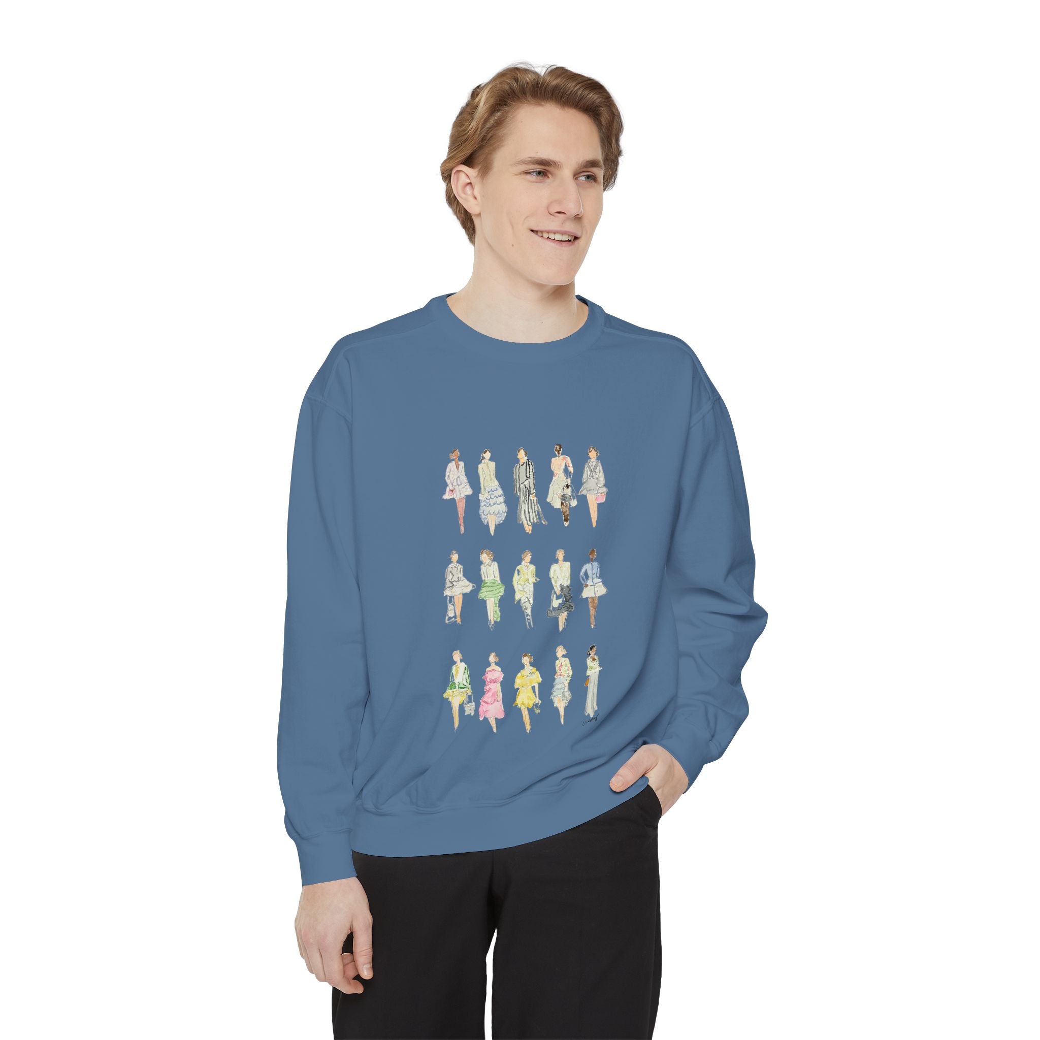 All the Pretty Girls Walk Like This Sweatshirt — Fashion Illustration Vintage Runway Sketches Crewneck