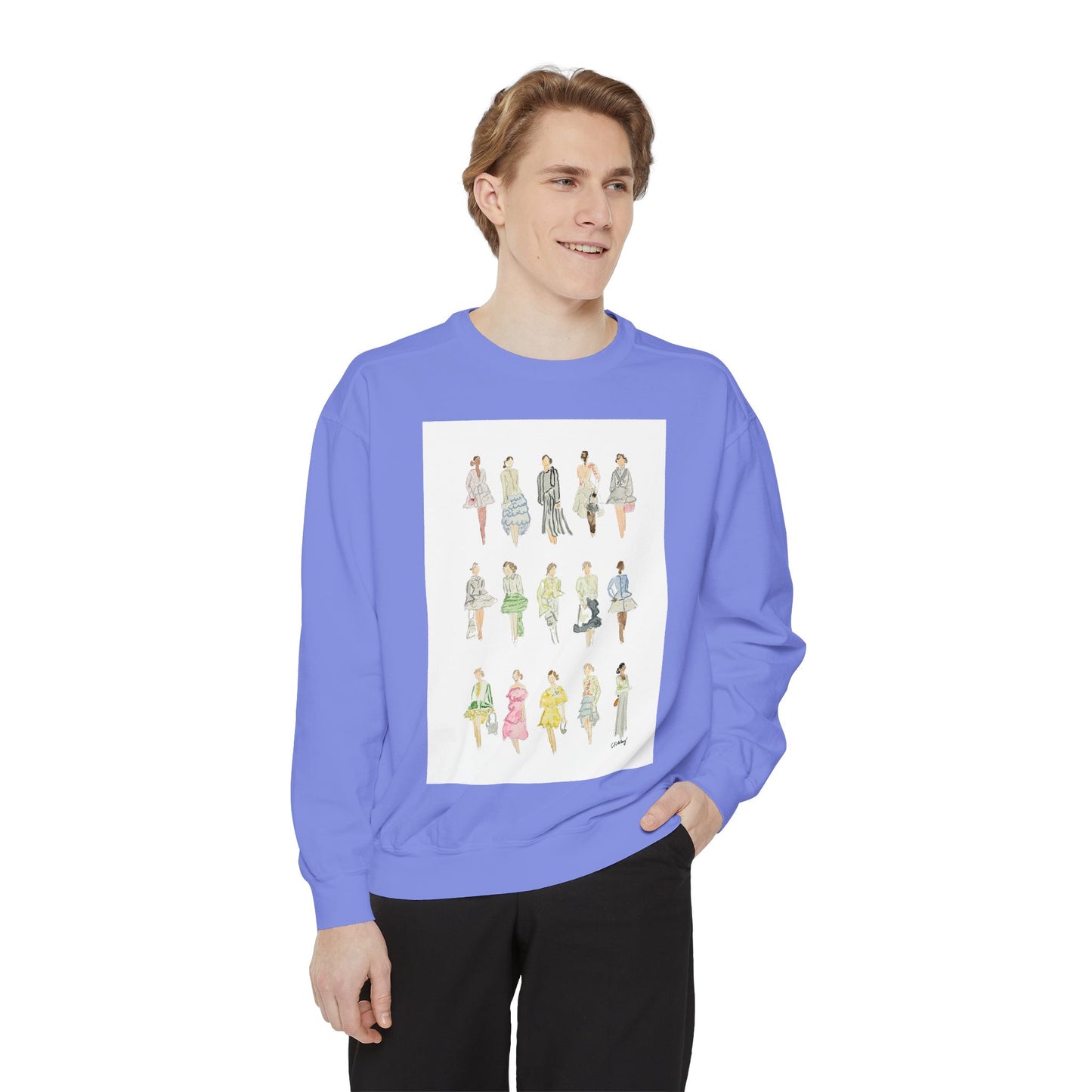 All the Pretty Girls Walk Like This #2 Sweatshirt — Vintage Runway Illustration Print