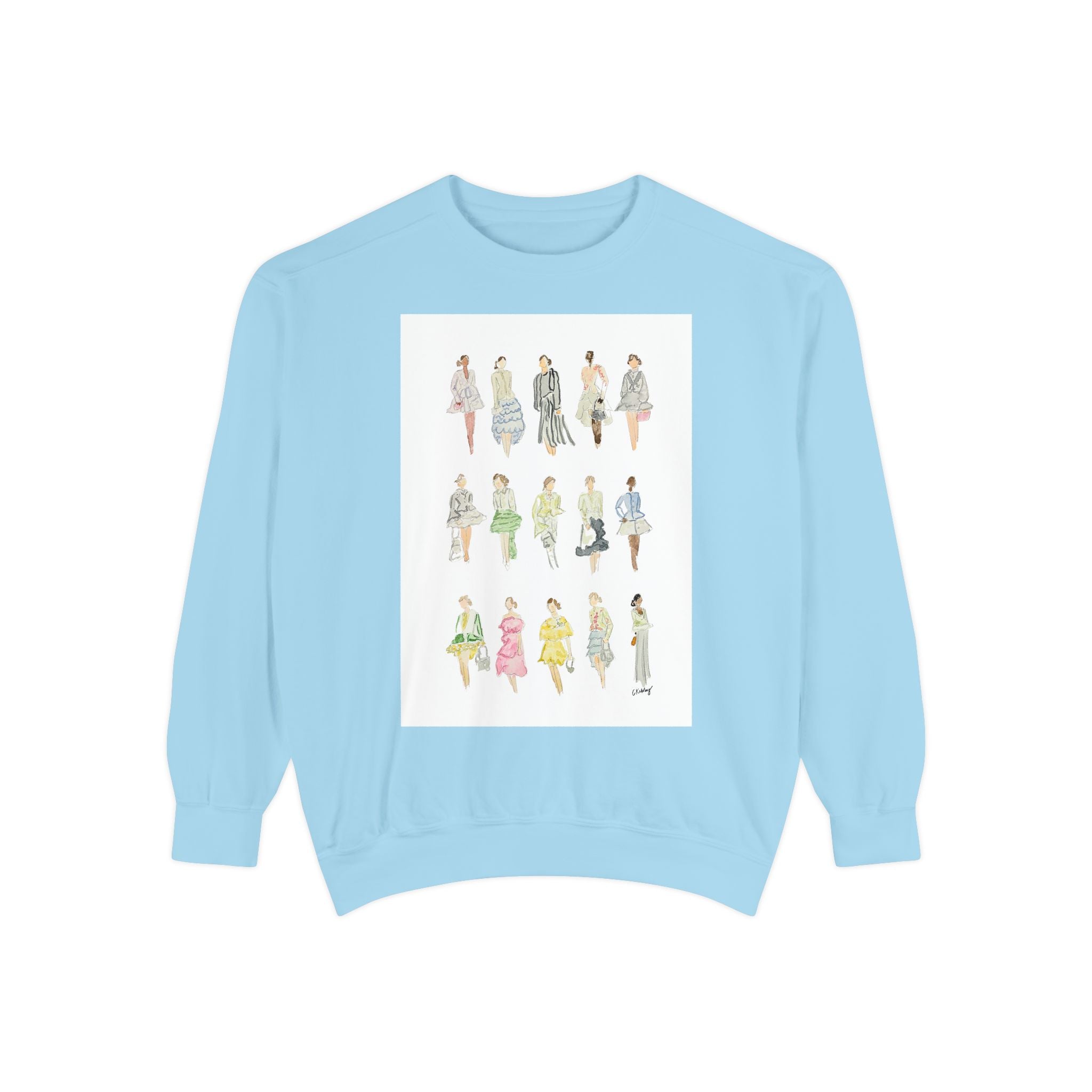 All the Pretty Girls Walk Like This #2 Sweatshirt — Vintage Runway Illustration Print