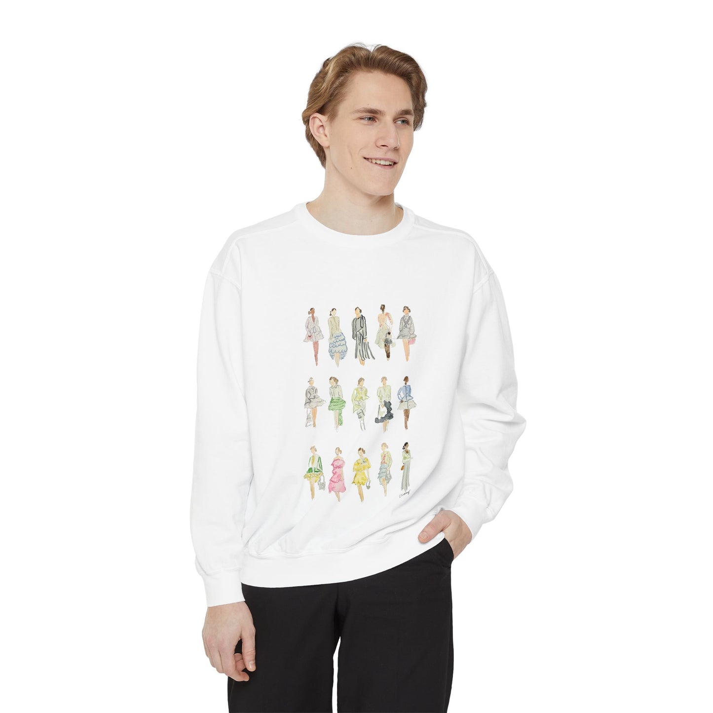 All the Pretty Girls Walk Like This Sweatshirt — Fashion Illustration Vintage Runway Sketches Crewneck