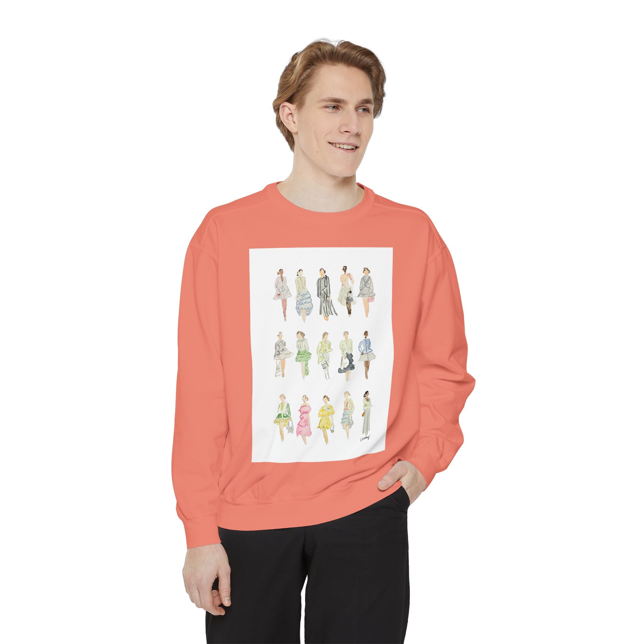 All the Pretty Girls Walk Like This #2 Sweatshirt — Vintage Runway Illustration Print