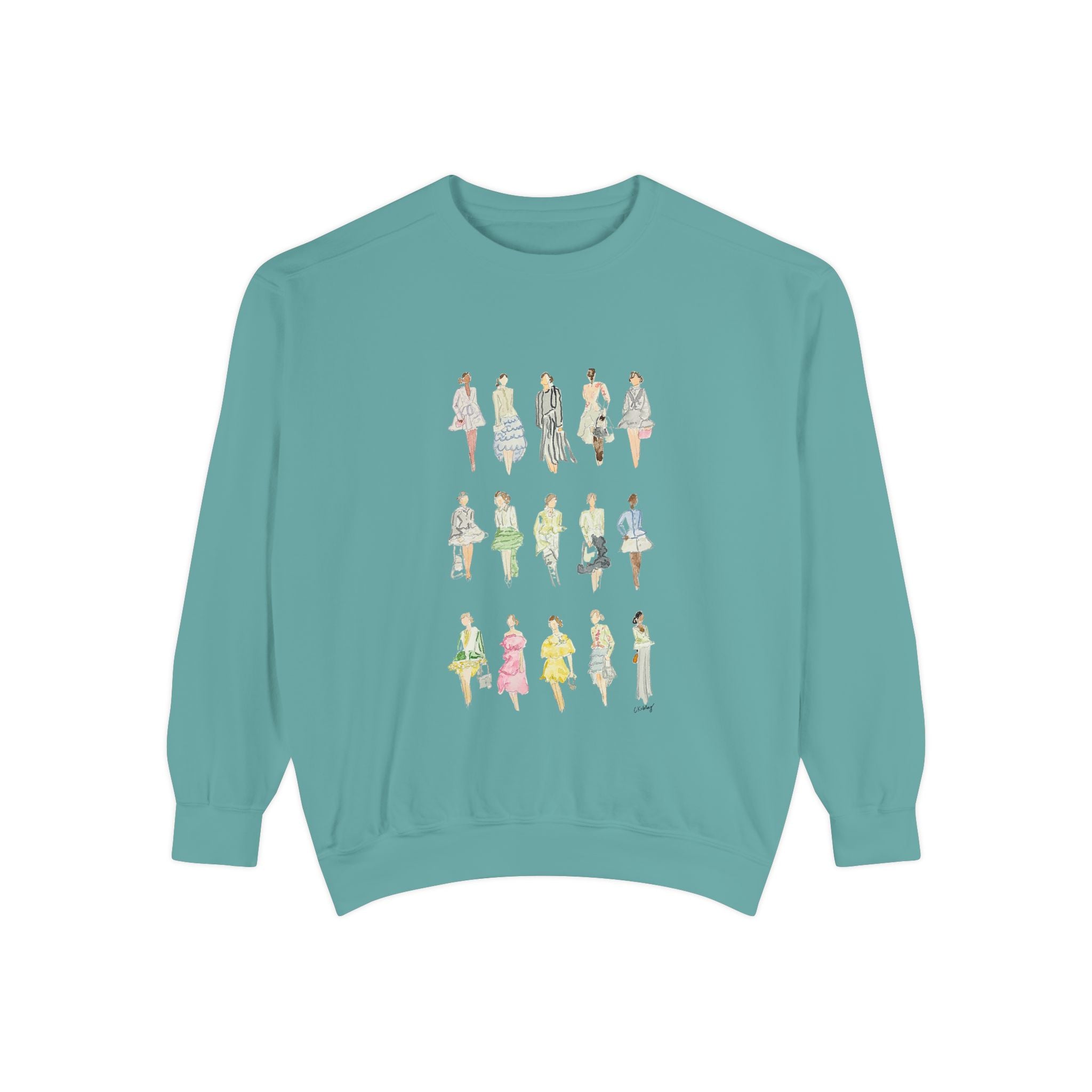 All the Pretty Girls Walk Like This Sweatshirt — Fashion Illustration Vintage Runway Sketches Crewneck