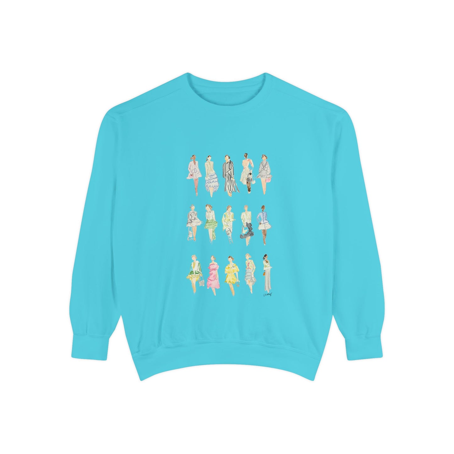 All the Pretty Girls Walk Like This Sweatshirt — Fashion Illustration Vintage Runway Sketches Crewneck