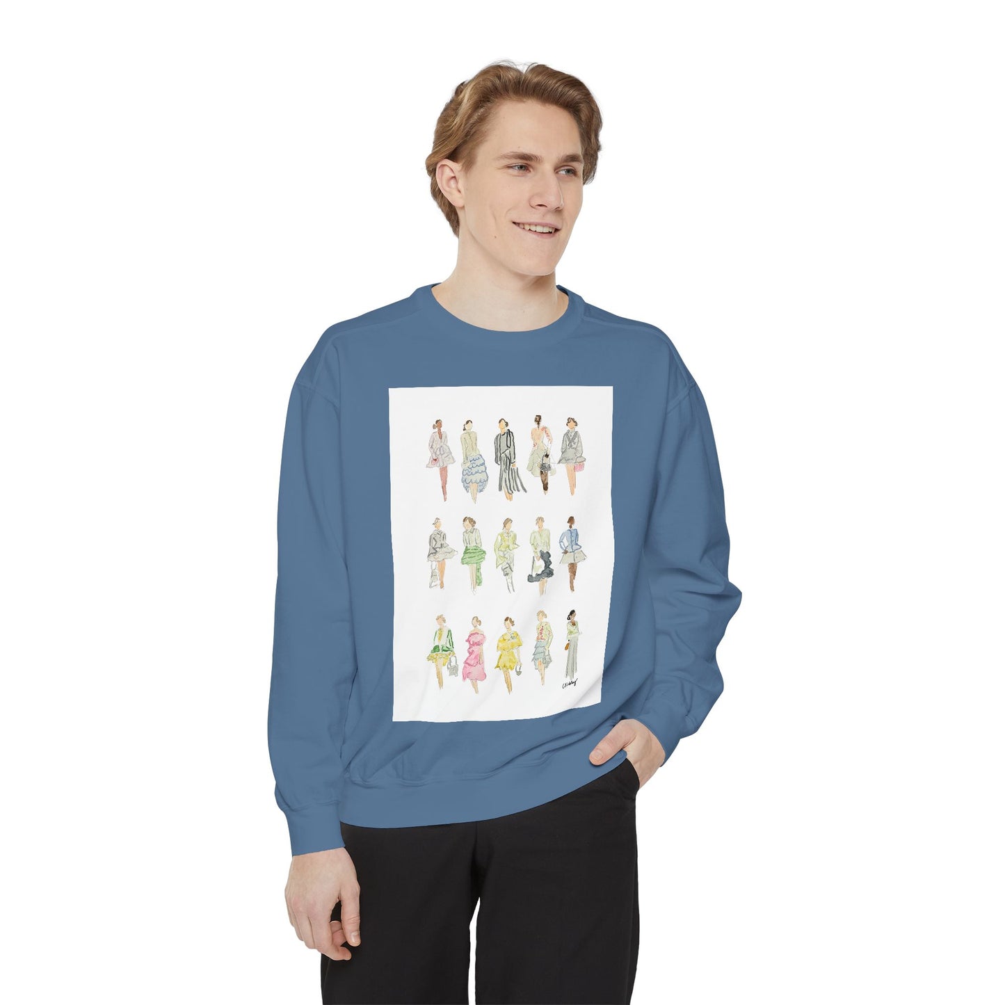 All the Pretty Girls Walk Like This #2 Sweatshirt — Vintage Runway Illustration Print