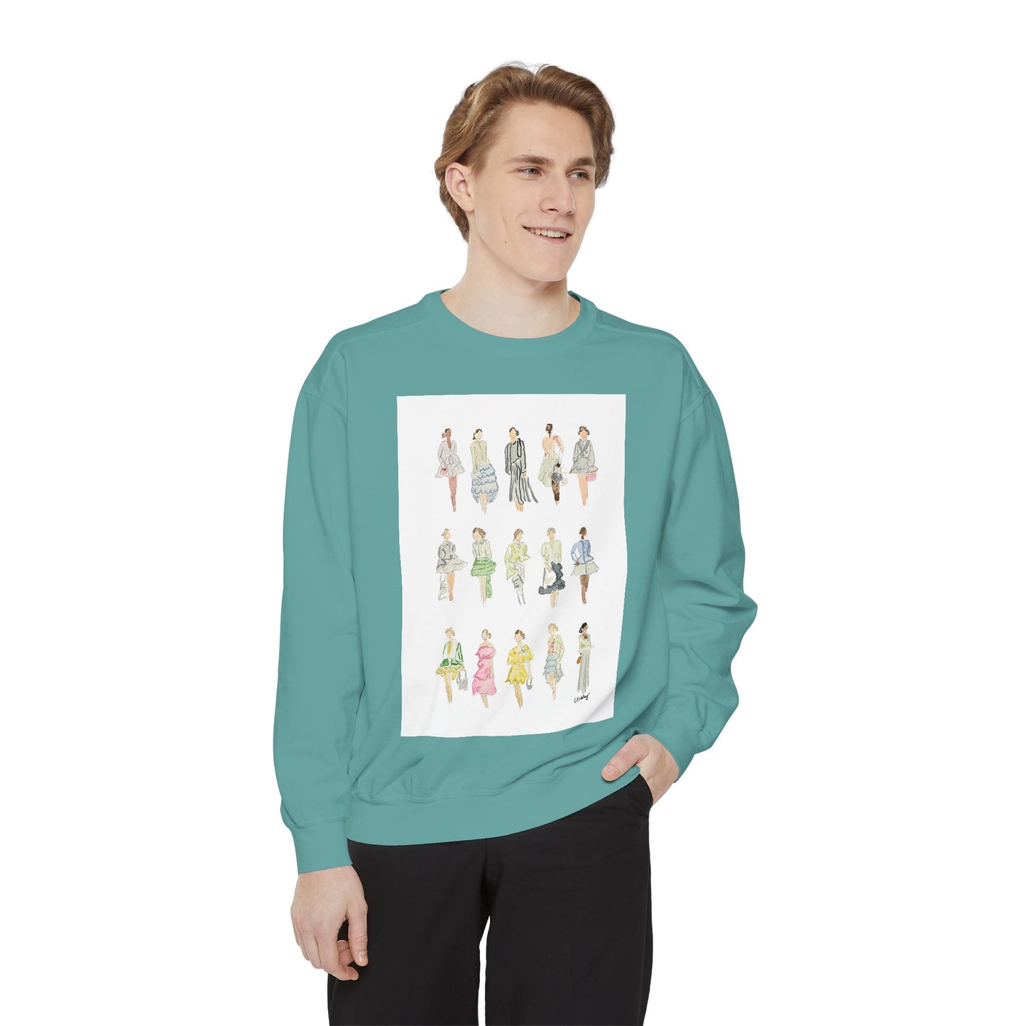 All the Pretty Girls Walk Like This #2 Sweatshirt — Vintage Runway Illustration Print