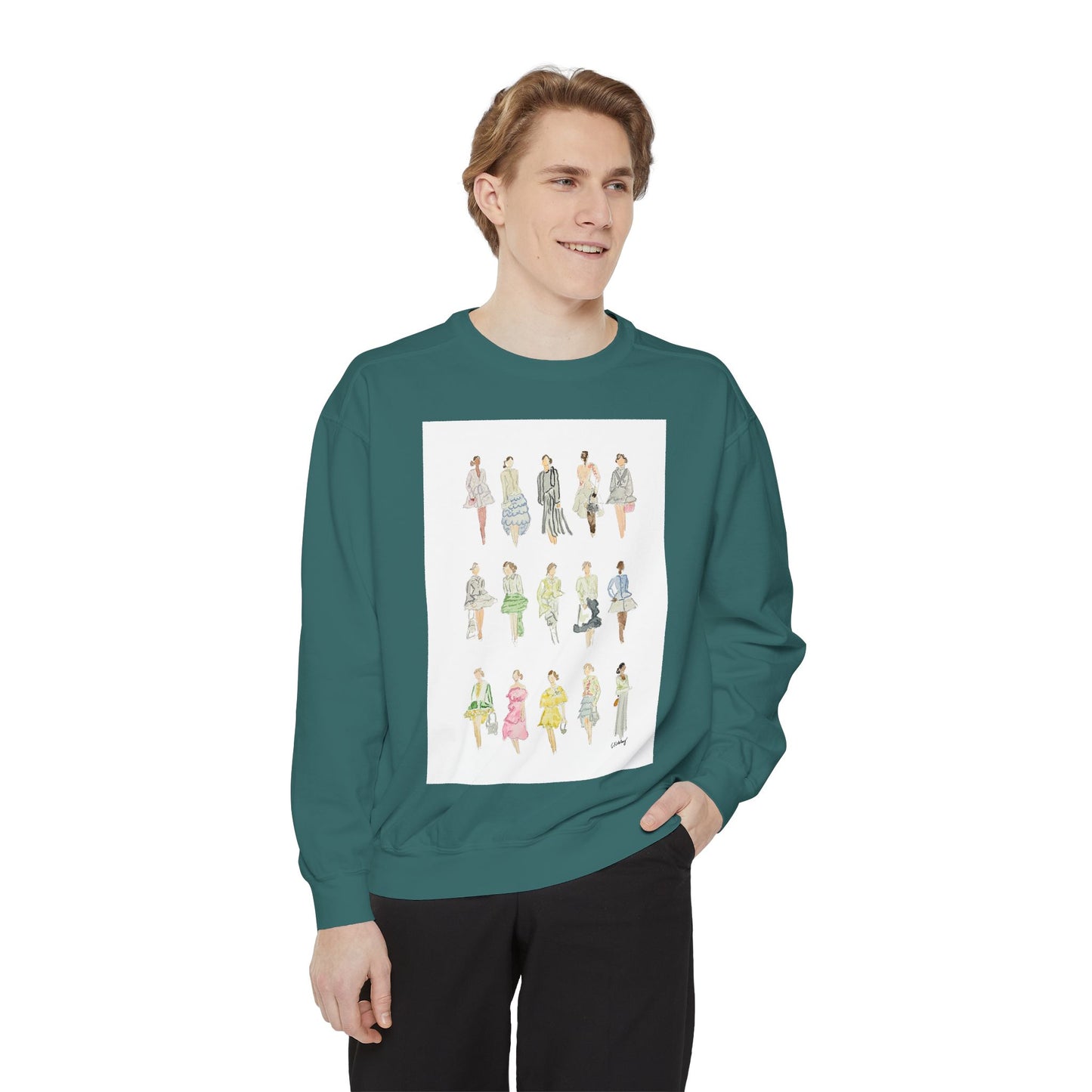 All the Pretty Girls Walk Like This #2 Sweatshirt — Vintage Runway Illustration Print