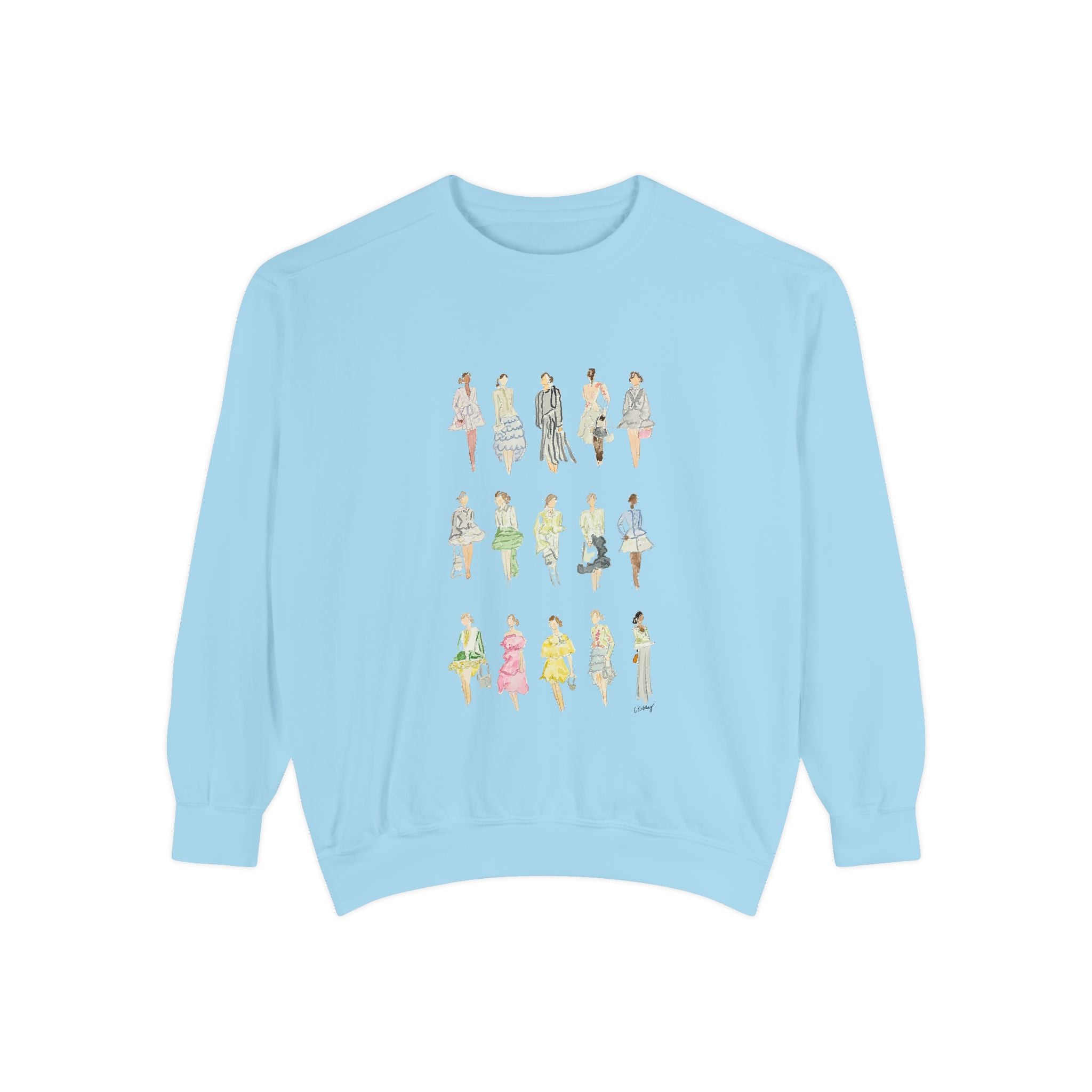 All the Pretty Girls Walk Like This Sweatshirt — Fashion Illustration Vintage Runway Sketches Crewneck