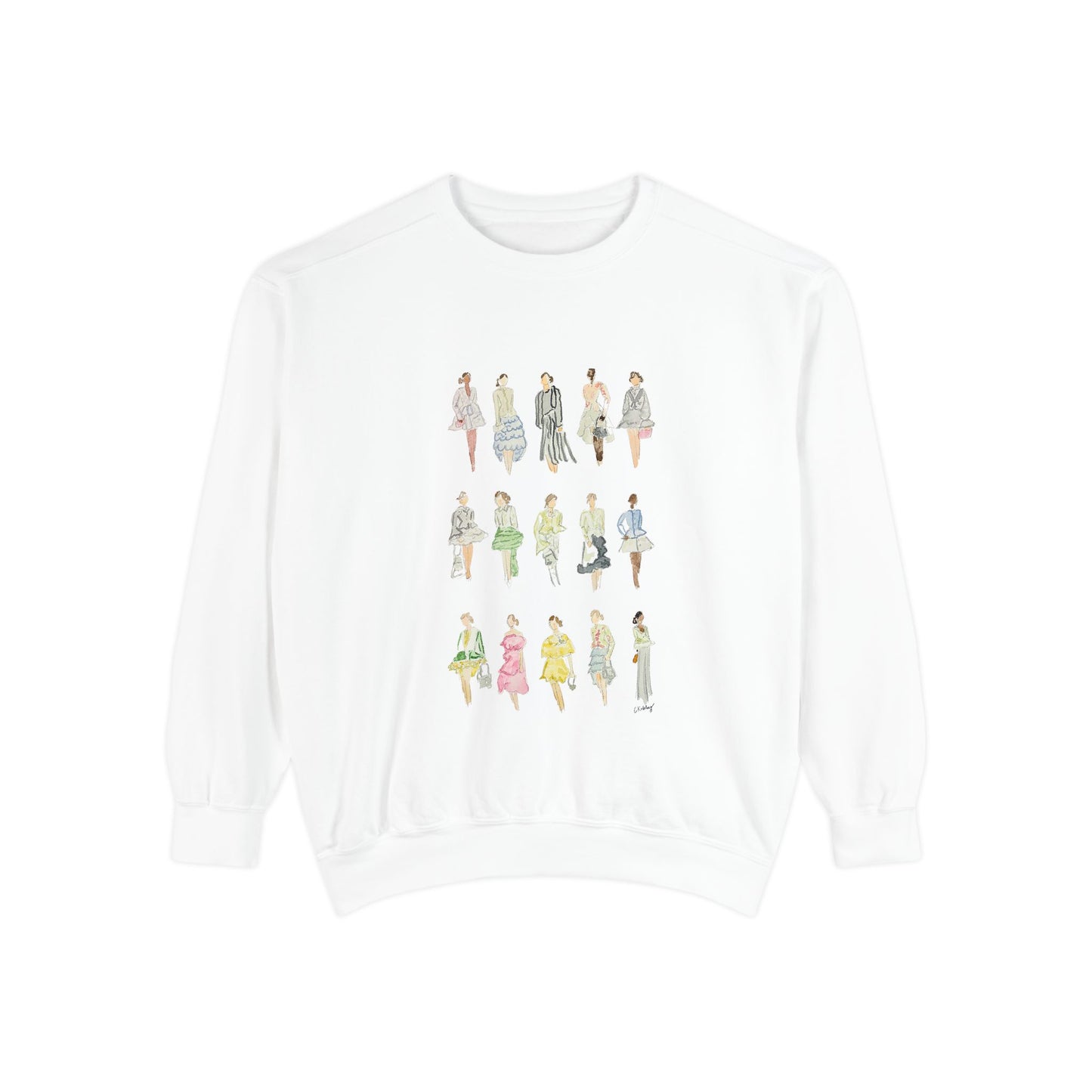 All the Pretty Girls Walk Like This Sweatshirt — Fashion Illustration Vintage Runway Sketches Crewneck