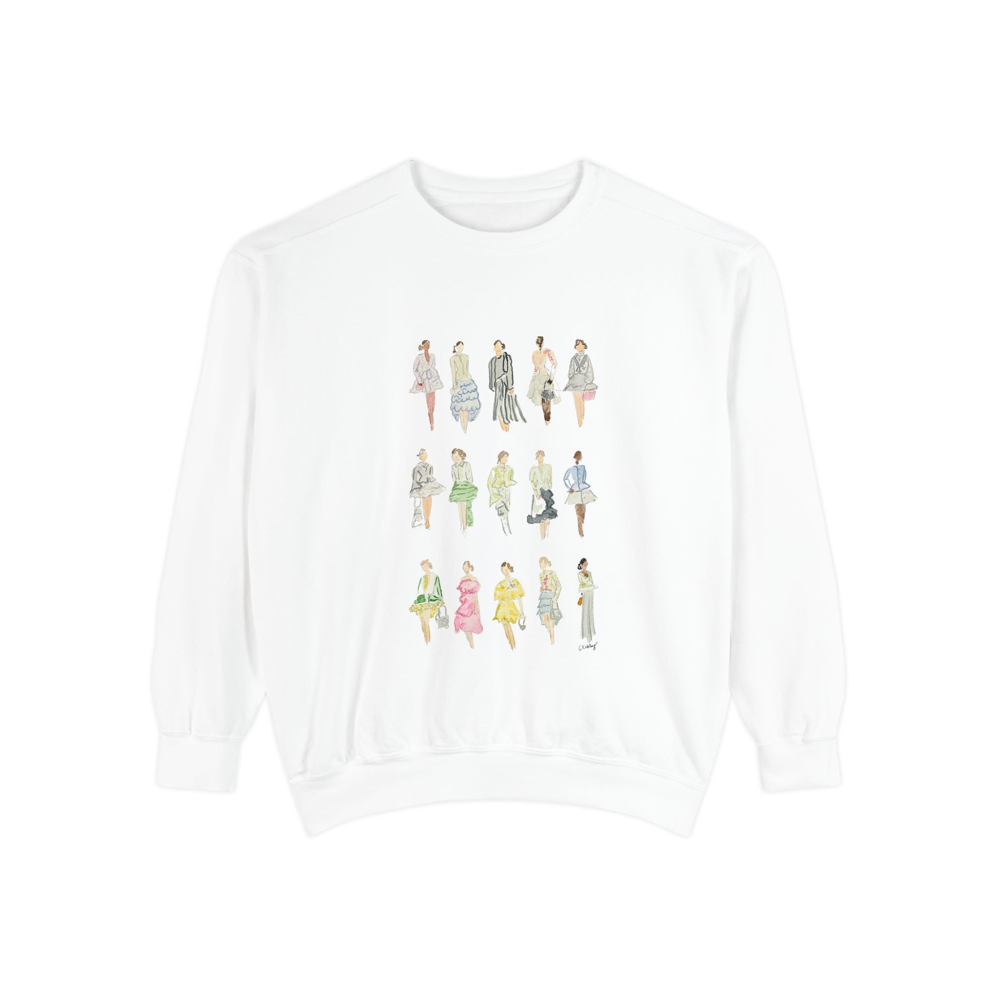All the Pretty Girls Walk Like This Sweatshirt — Fashion Illustration Vintage Runway Sketches Crewneck