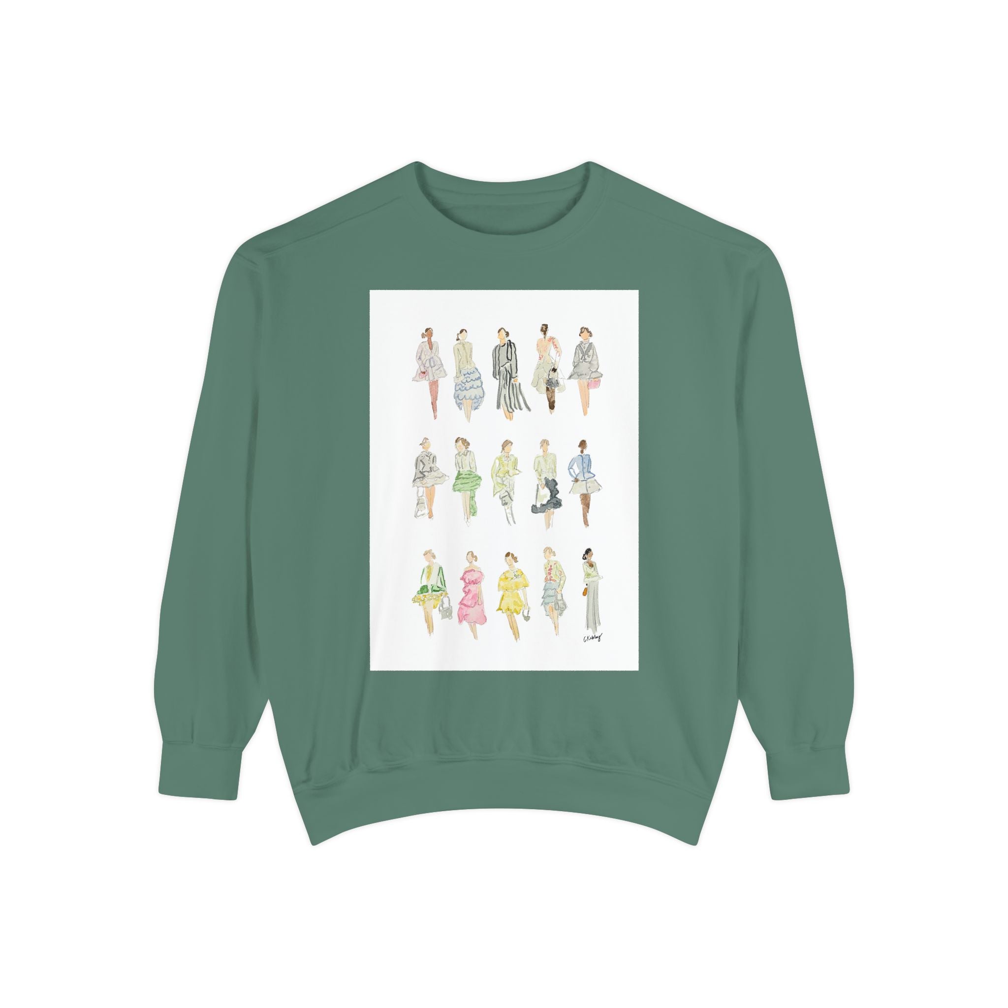 All the Pretty Girls Walk Like This #2 Sweatshirt — Vintage Runway Illustration Print