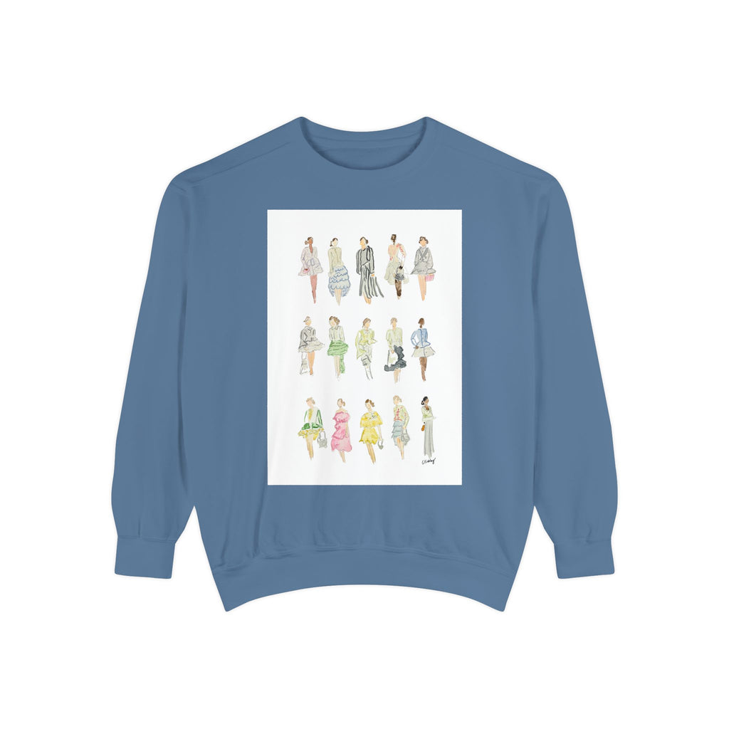 All the Pretty Girls Walk Like This #2 Sweatshirt — Vintage Runway Illustration Print