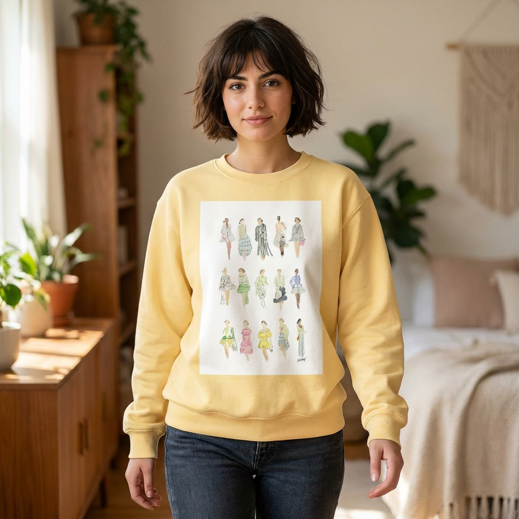 All the Pretty Girls Walk Like This #2 Sweatshirt — Vintage Runway Illustration Print