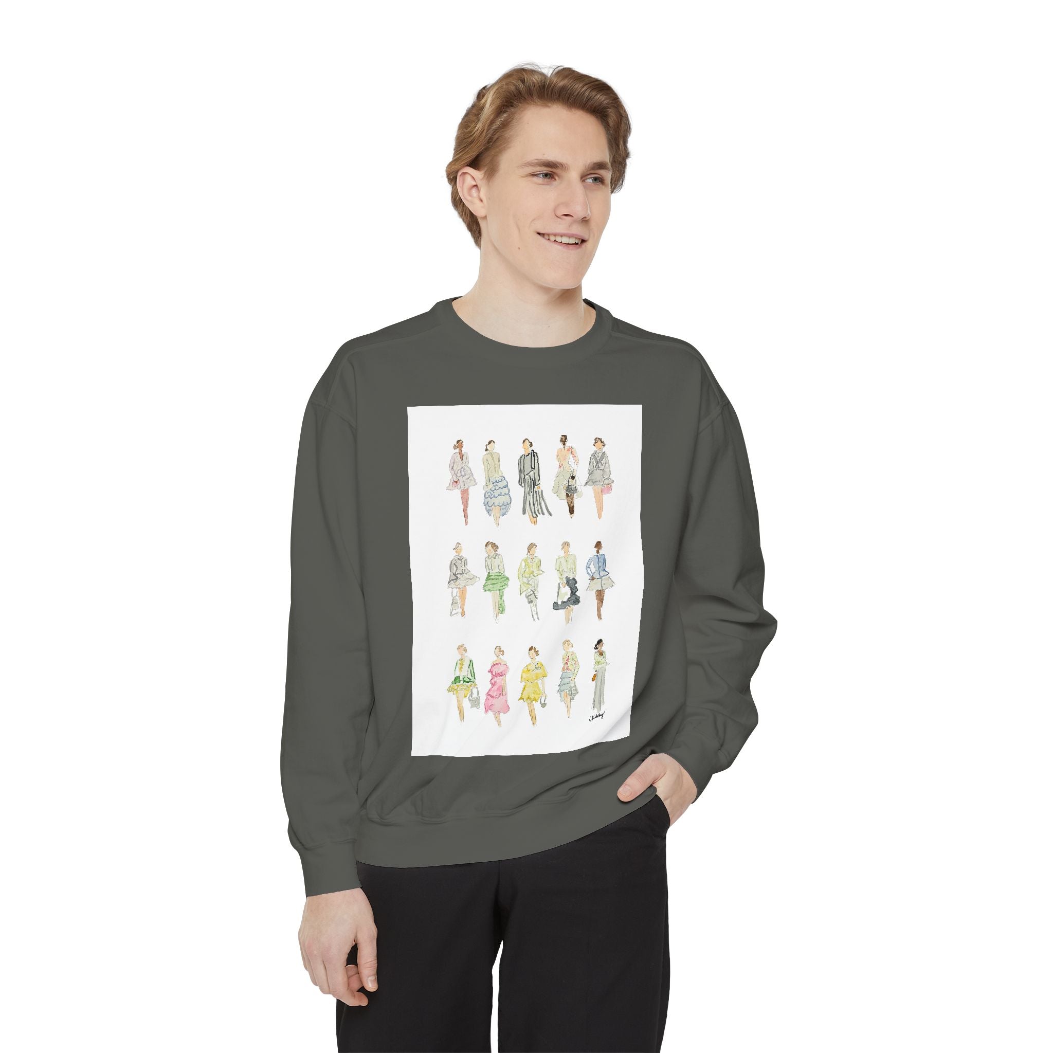 All the Pretty Girls Walk Like This #2 Sweatshirt — Vintage Runway Illustration Print