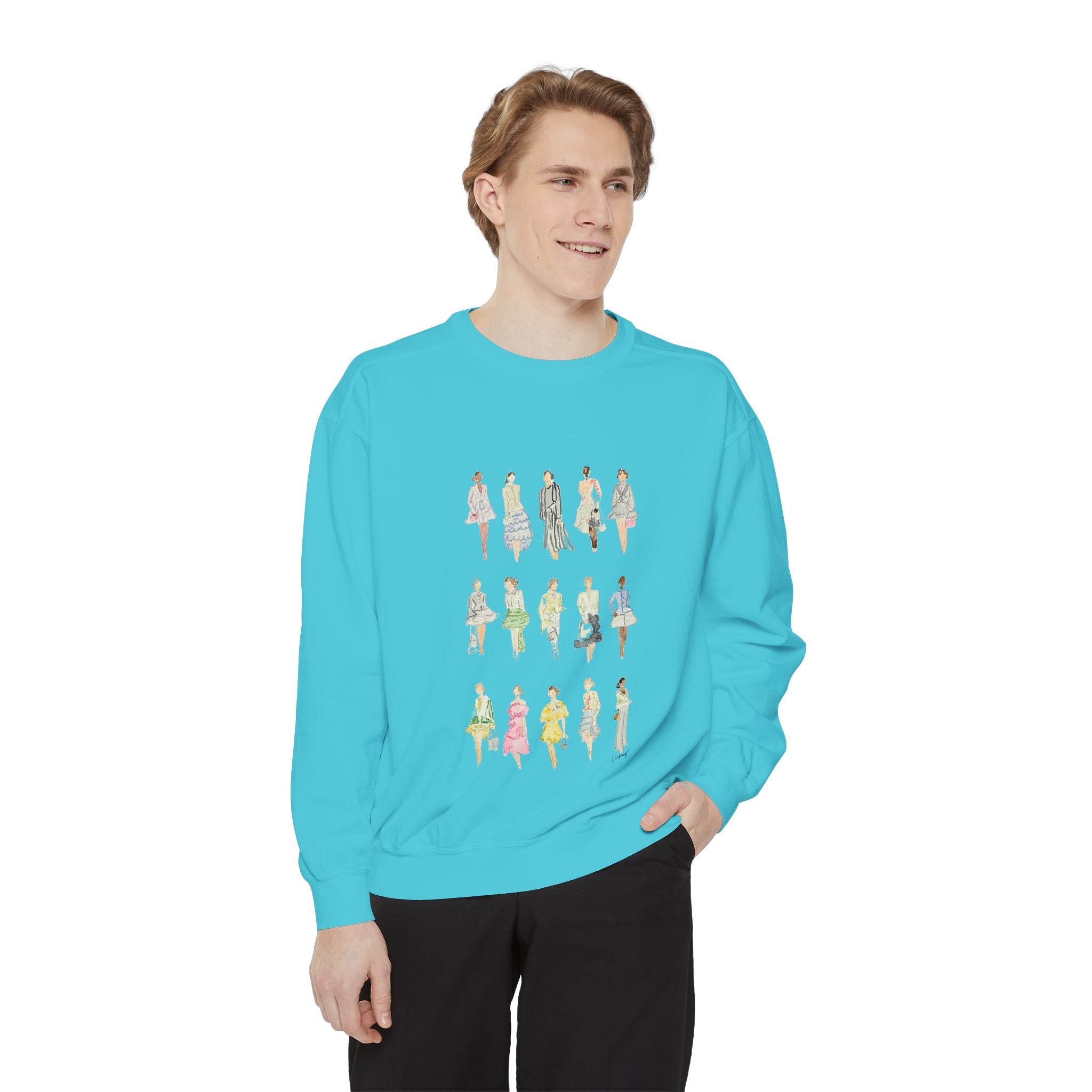 All the Pretty Girls Walk Like This Sweatshirt — Fashion Illustration Vintage Runway Sketches Crewneck
