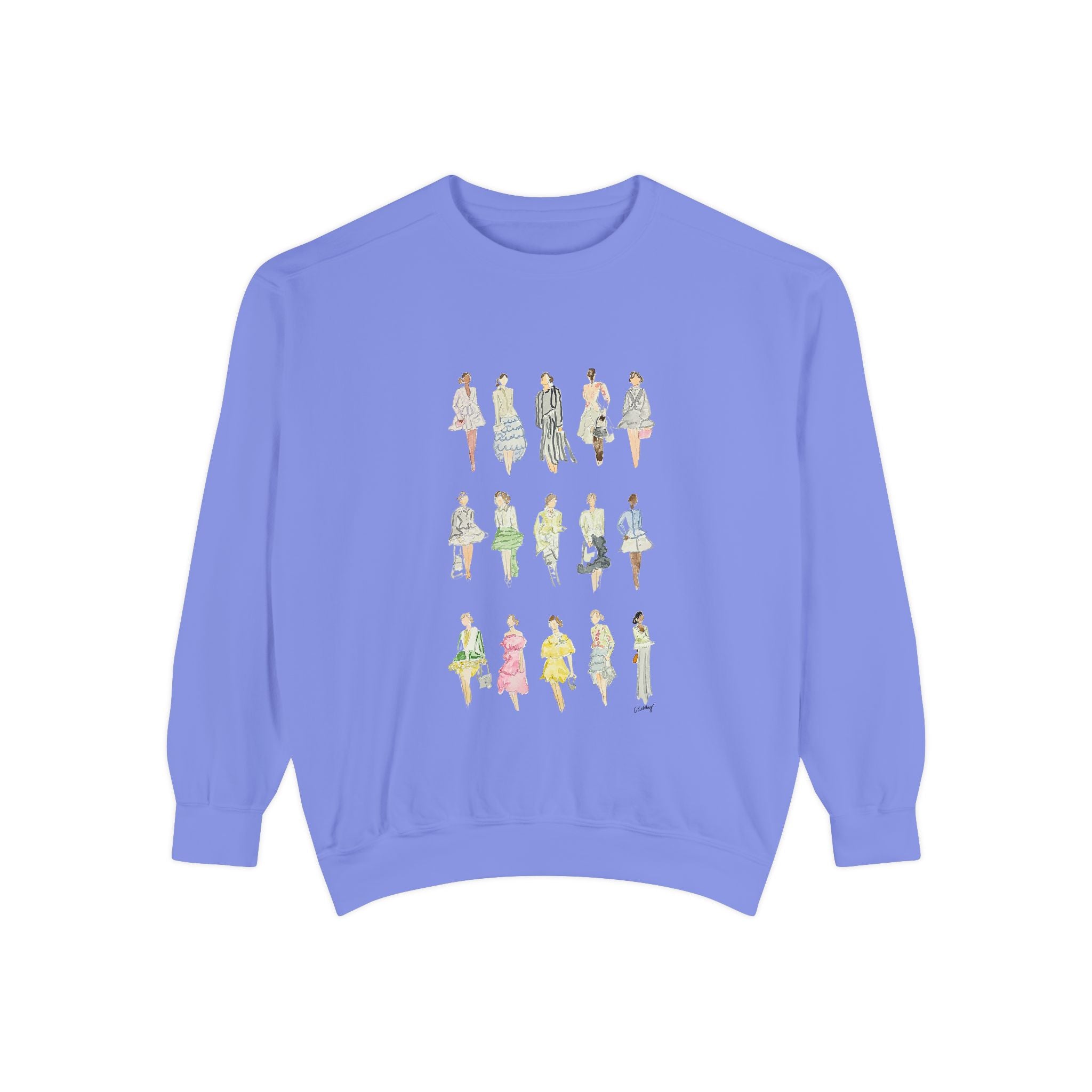 All the Pretty Girls Walk Like This Sweatshirt — Fashion Illustration Vintage Runway Sketches Crewneck