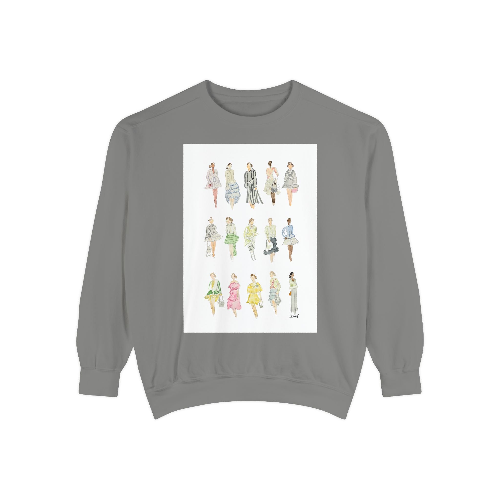 All the Pretty Girls Walk Like This #2 Sweatshirt — Vintage Runway Illustration Print
