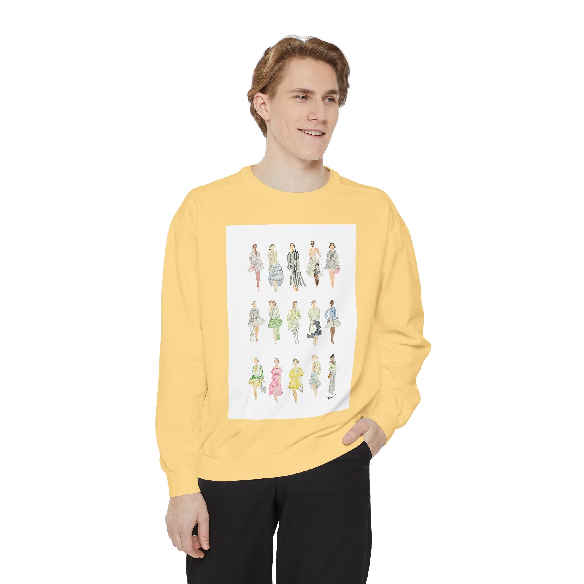 All the Pretty Girls Walk Like This #2 Sweatshirt — Vintage Runway Illustration Print