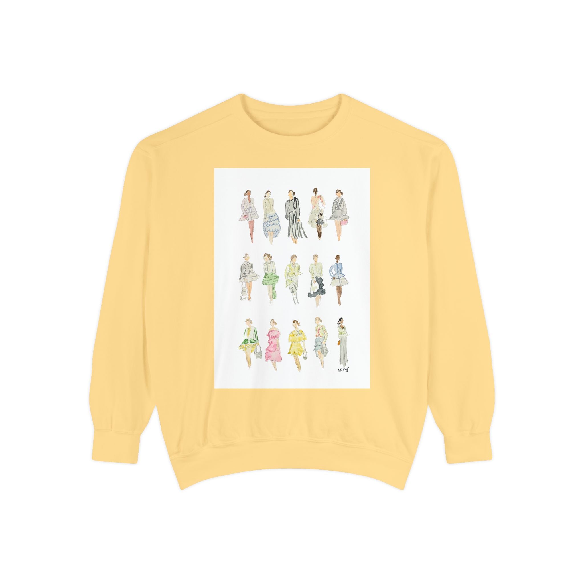 All the Pretty Girls Walk Like This #2 Sweatshirt — Vintage Runway Illustration Print