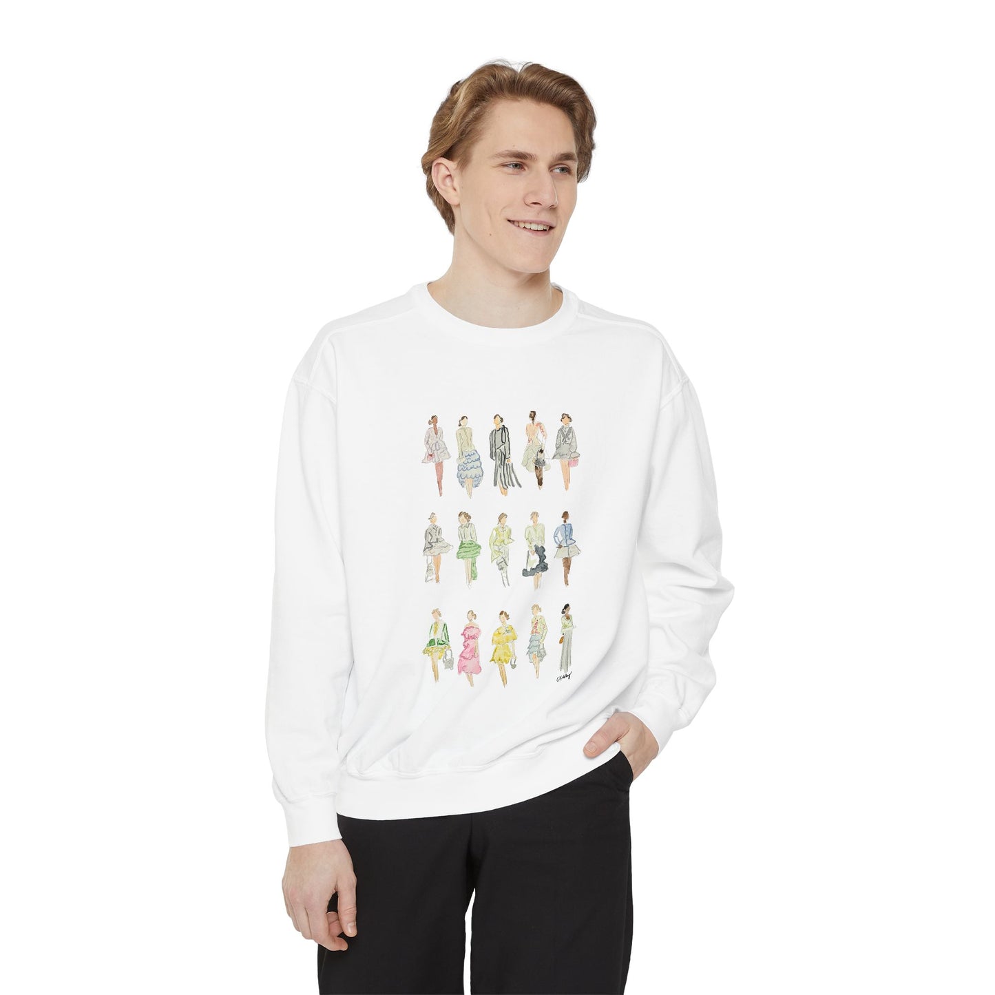 All the Pretty Girls Walk Like This #2 Sweatshirt — Vintage Runway Illustration Print
