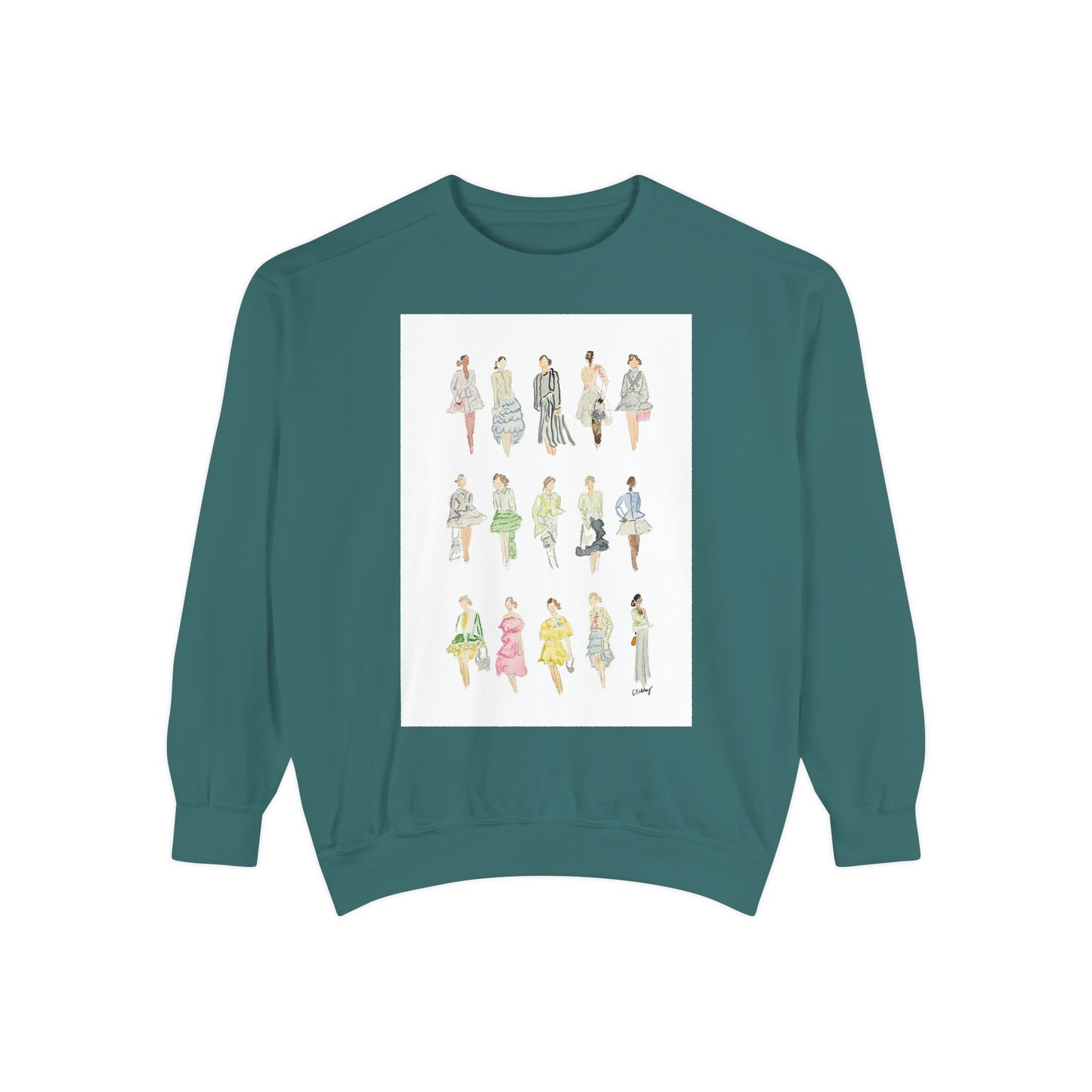 All the Pretty Girls Walk Like This #2 Sweatshirt — Vintage Runway Illustration Print