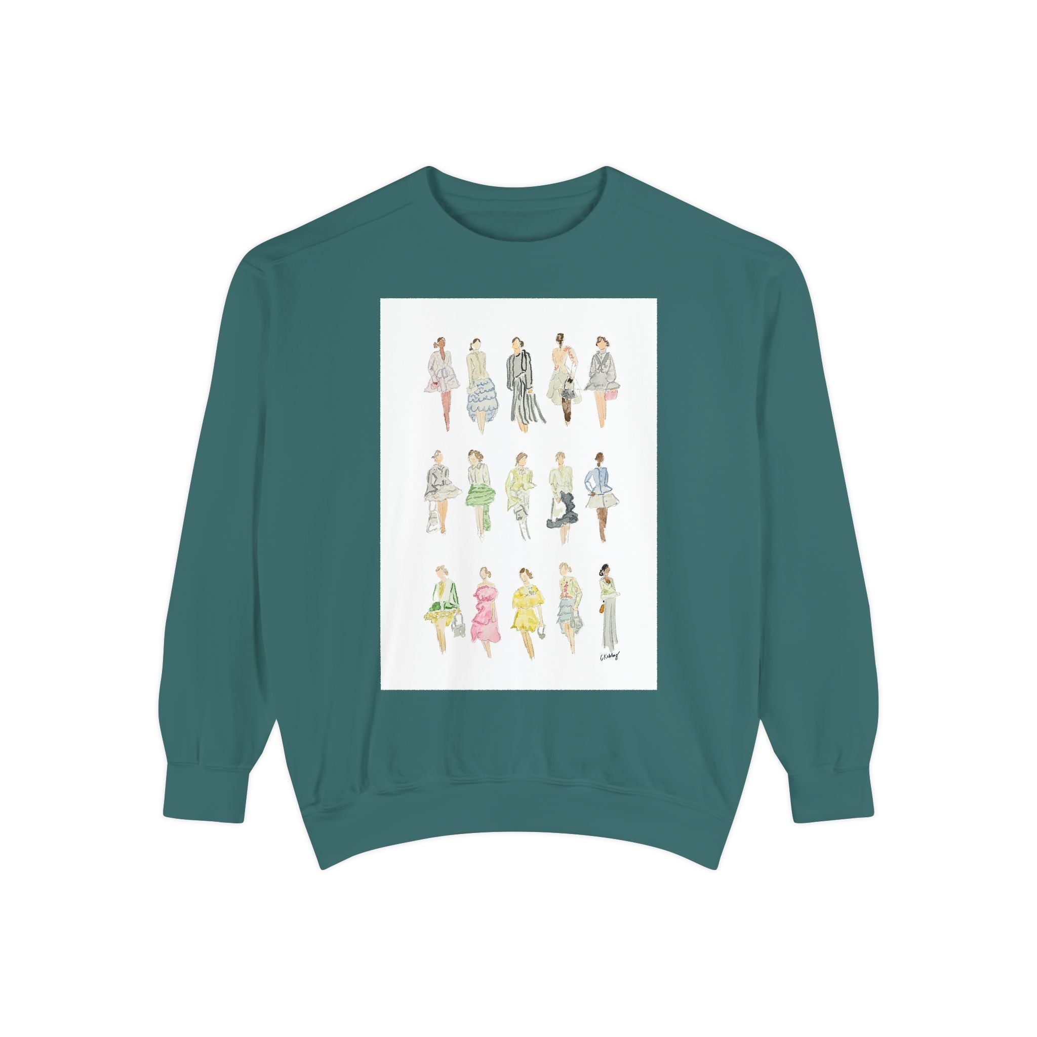 All the Pretty Girls Walk Like This #2 Sweatshirt — Vintage Runway Illustration Print