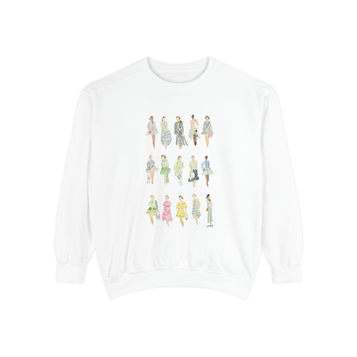 All the Pretty Girls Walk Like This #2 Sweatshirt — Vintage Runway Illustration Print