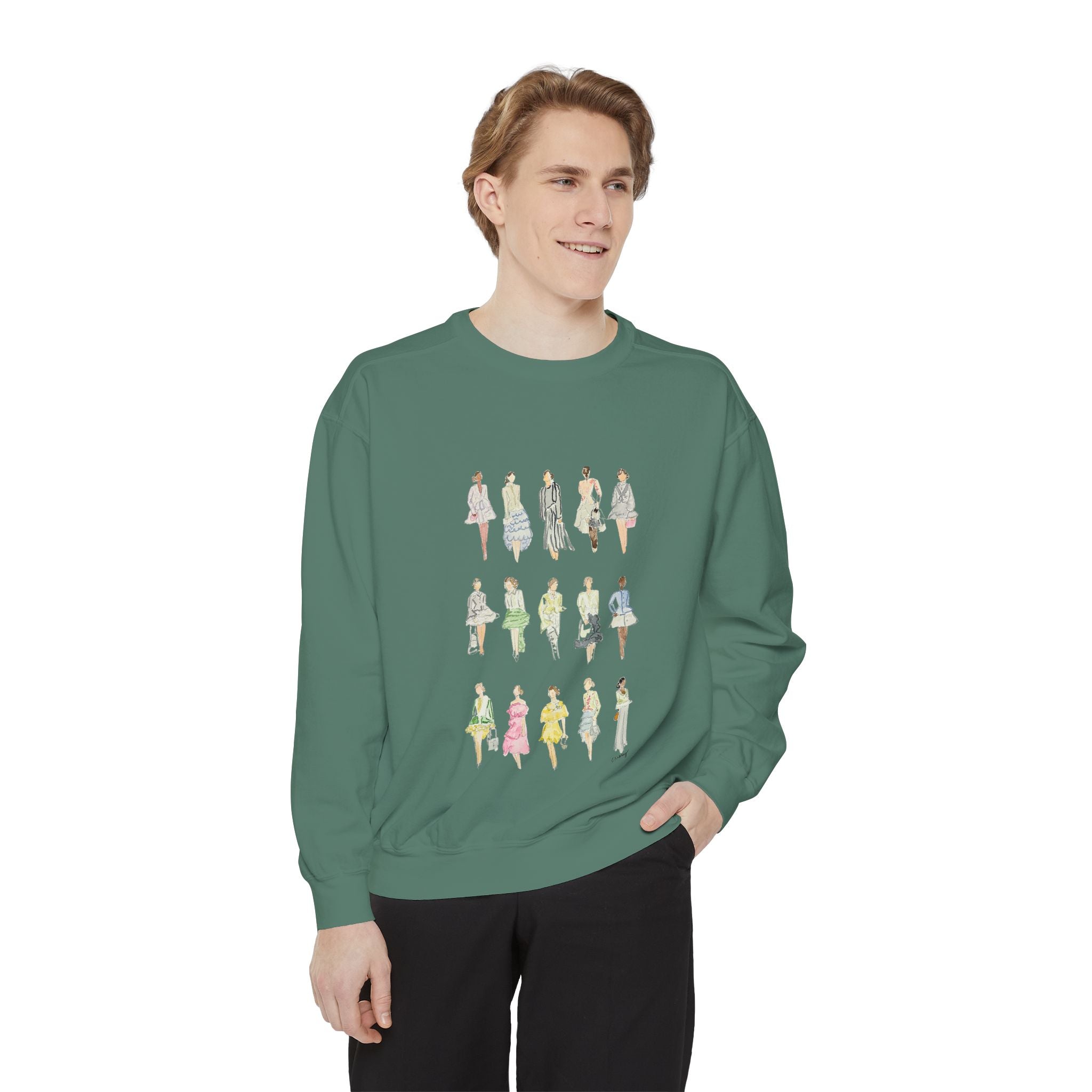 All the Pretty Girls Walk Like This Sweatshirt — Fashion Illustration Vintage Runway Sketches Crewneck
