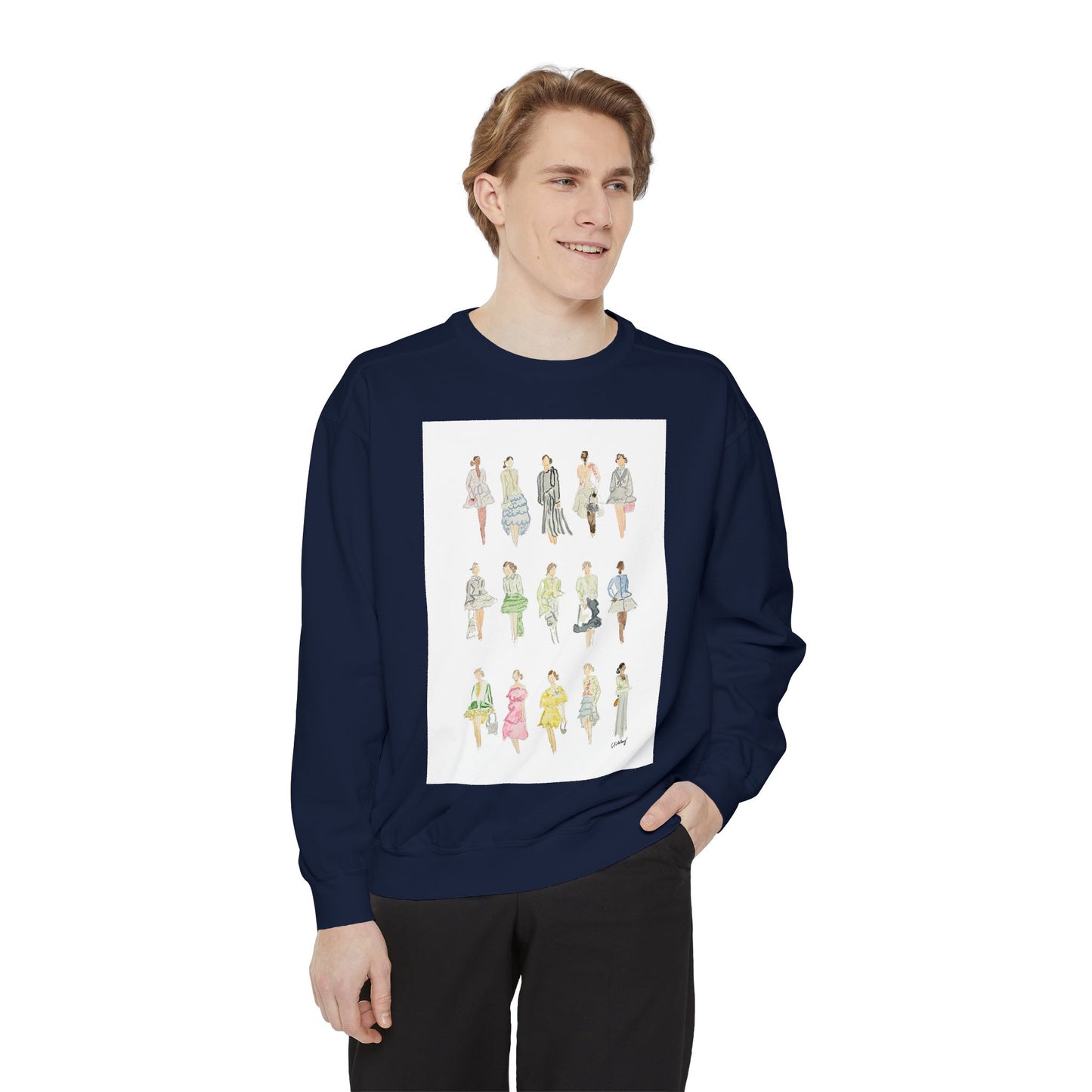 All the Pretty Girls Walk Like This #2 Sweatshirt — Vintage Runway Illustration Print