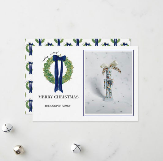 Delft Blue Wreath Christmas Card | Digital Download