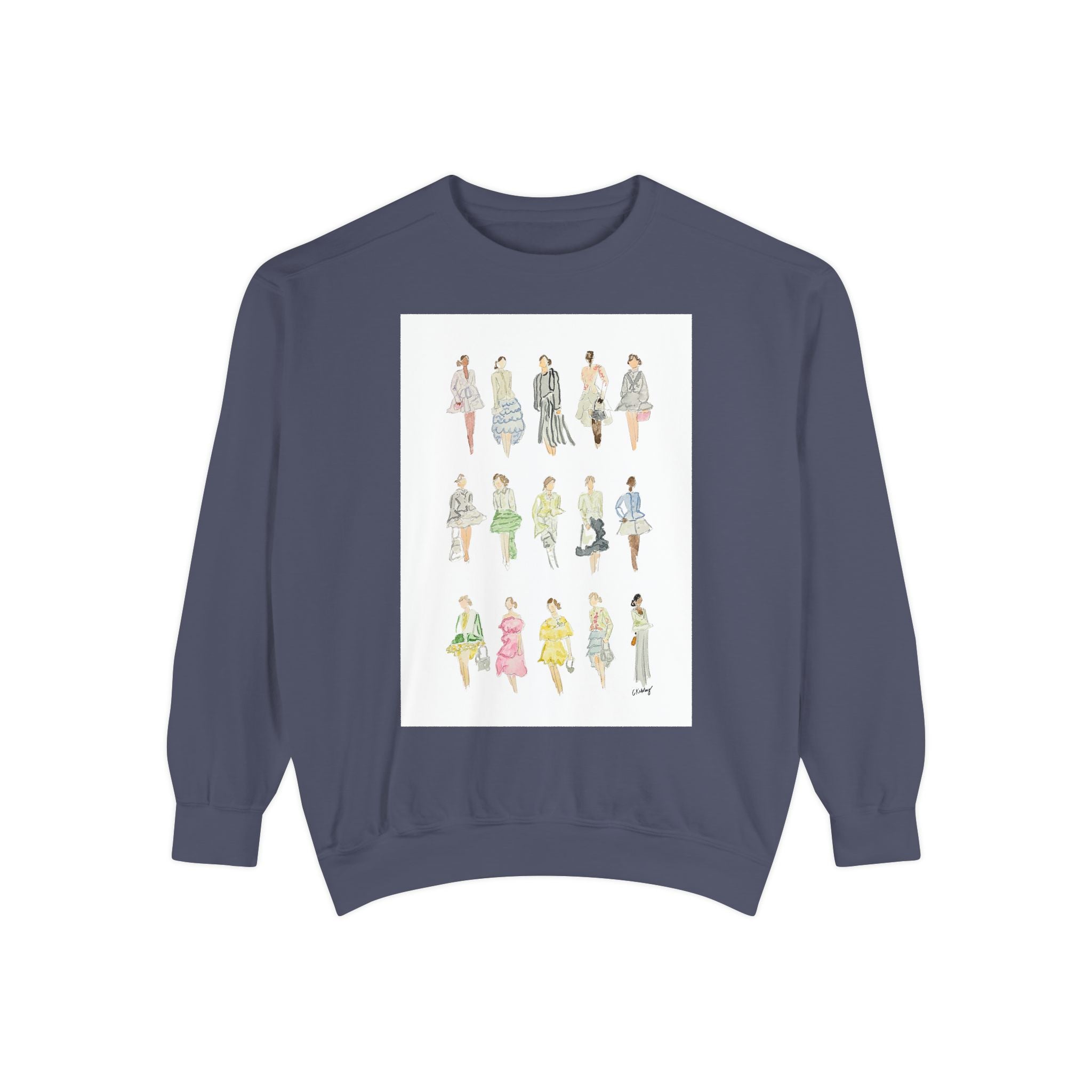 All the Pretty Girls Walk Like This #2 Sweatshirt — Vintage Runway Illustration Print