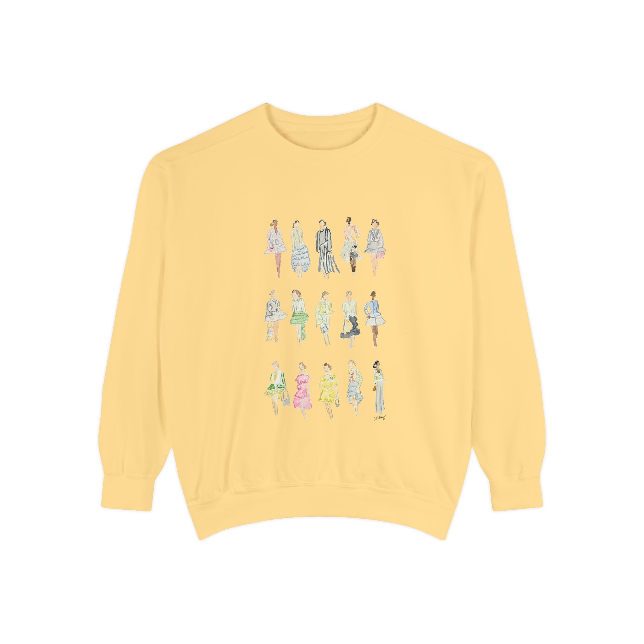 All the Pretty Girls Walk Like This Sweatshirt — Fashion Illustration Vintage Runway Sketches Crewneck