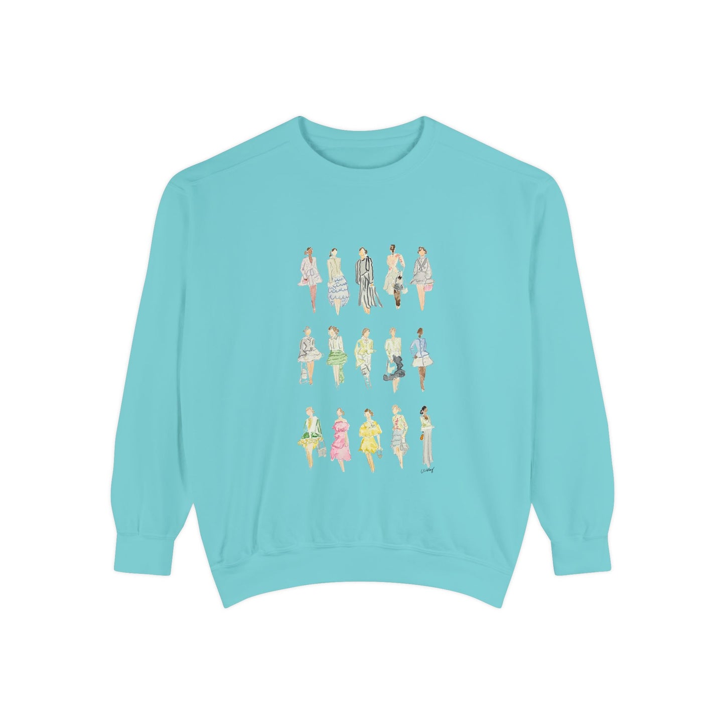 All the Pretty Girls Walk Like This Sweatshirt — Fashion Illustration Vintage Runway Sketches Crewneck