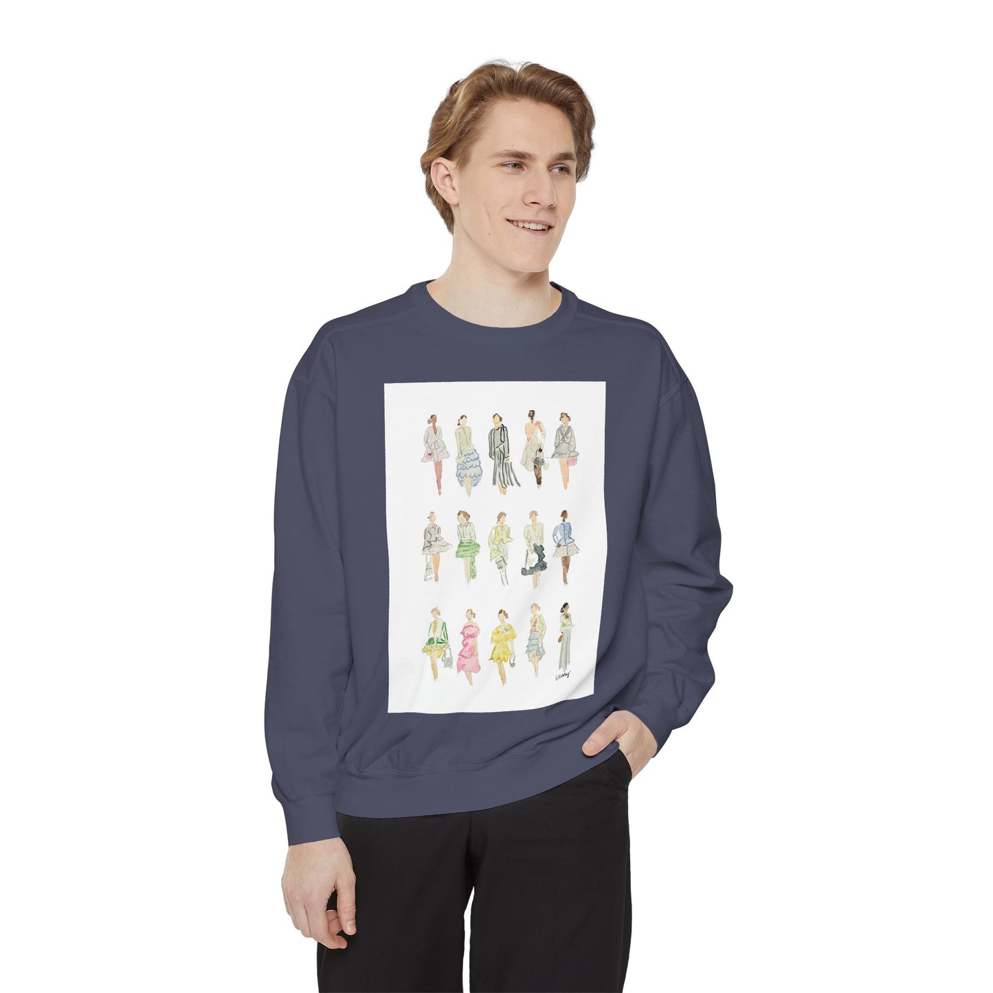 All the Pretty Girls Walk Like This #2 Sweatshirt — Vintage Runway Illustration Print
