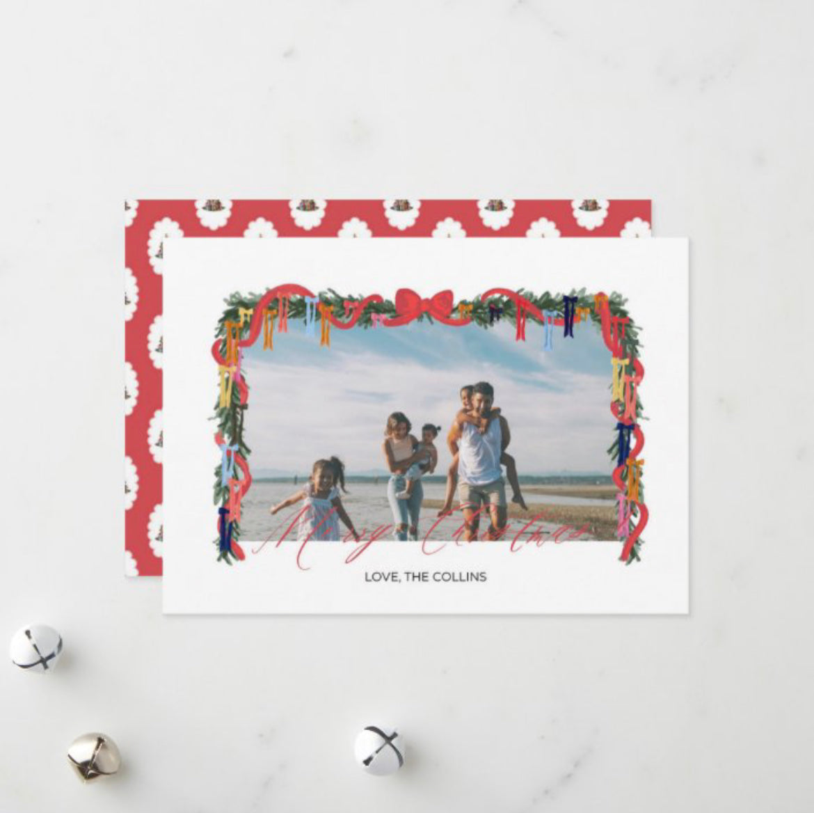 Ribbon Garland Horizontal Christmas Card | Digital Download