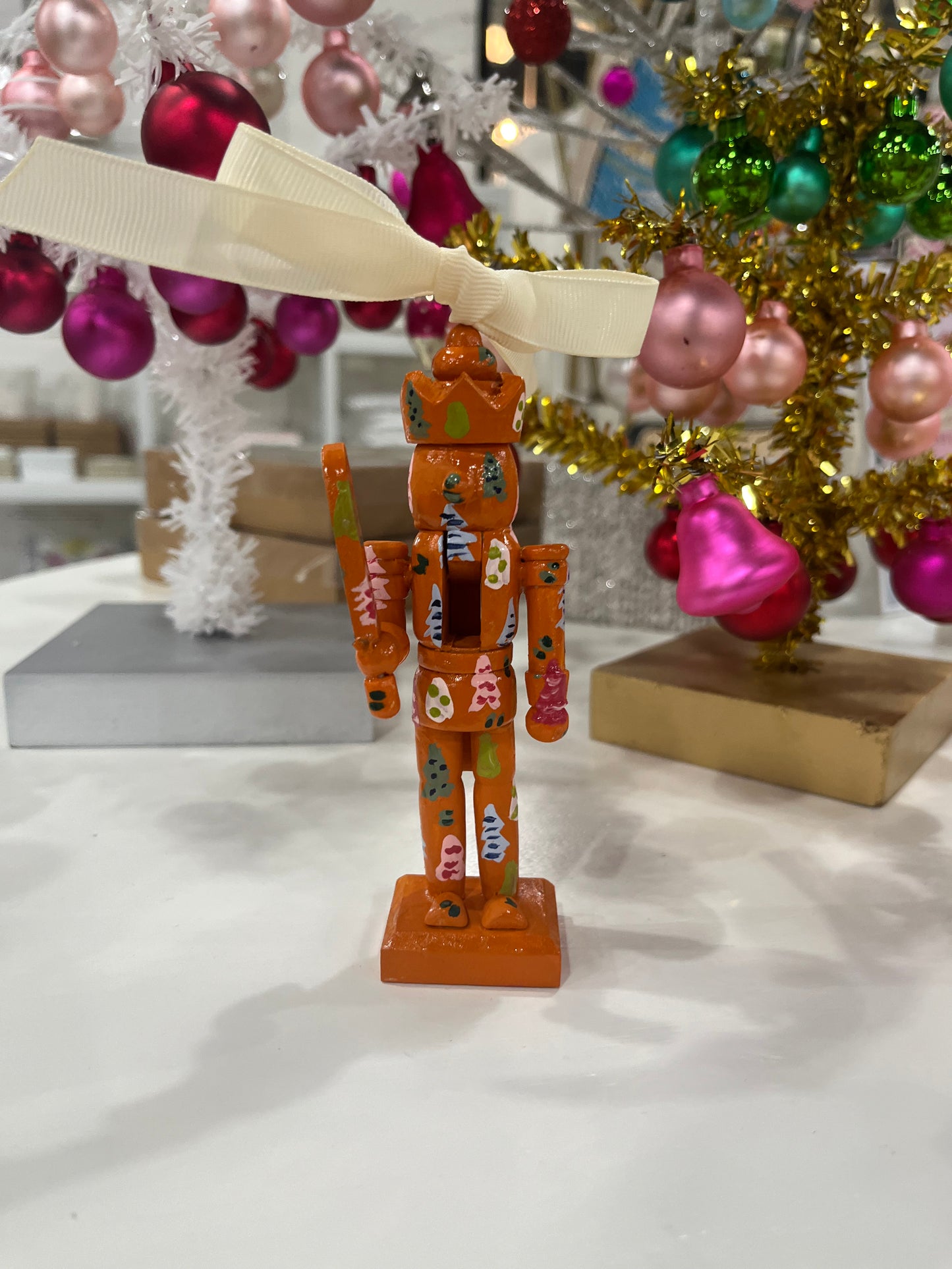 Pretty Trees on Electric Orange Nutcracker Ornament | Holiday 2024 Limited Edition