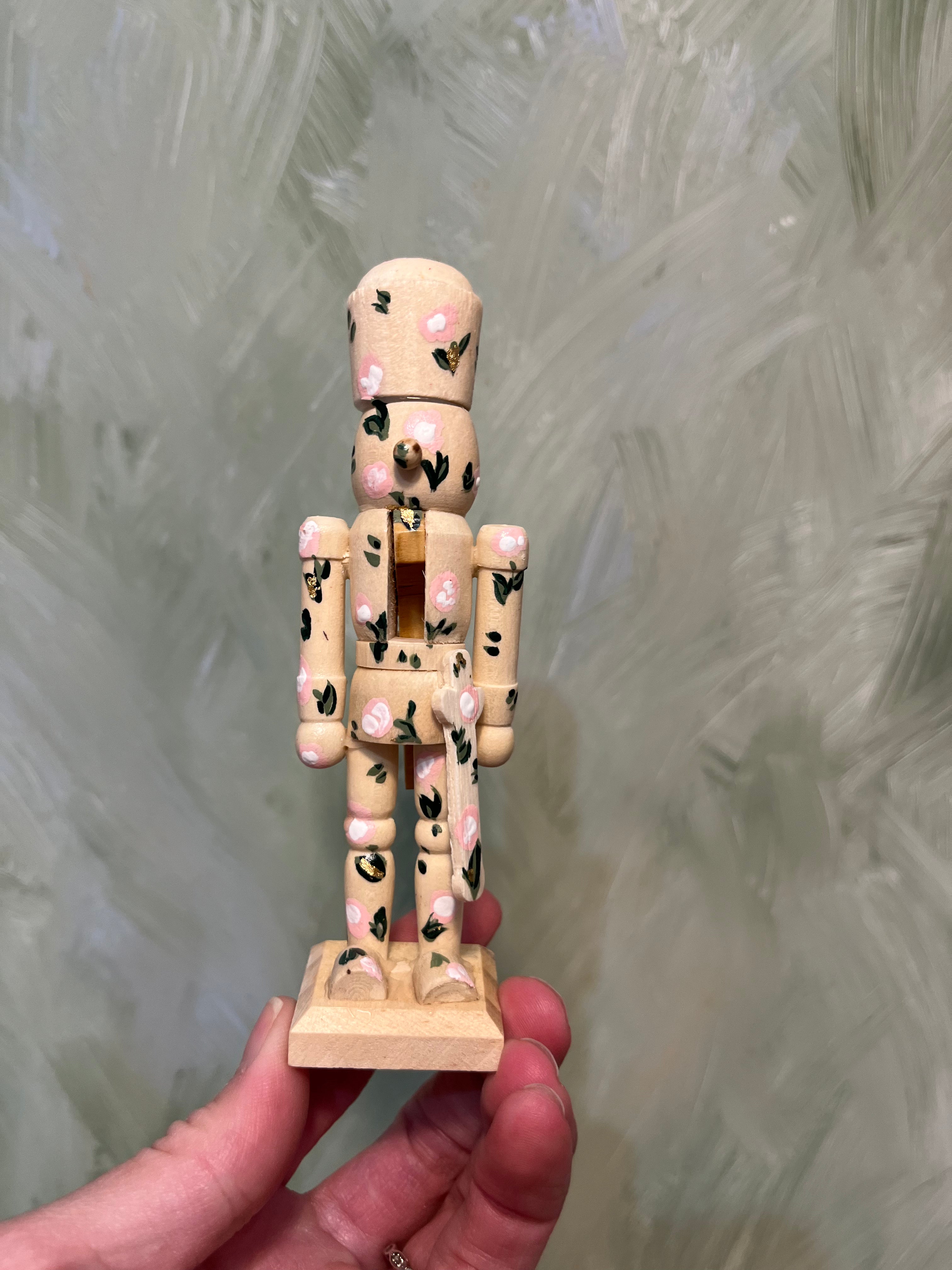 Pink Floral on Wood Nutcracker Ornament | Holiday 2024 Limited Edition