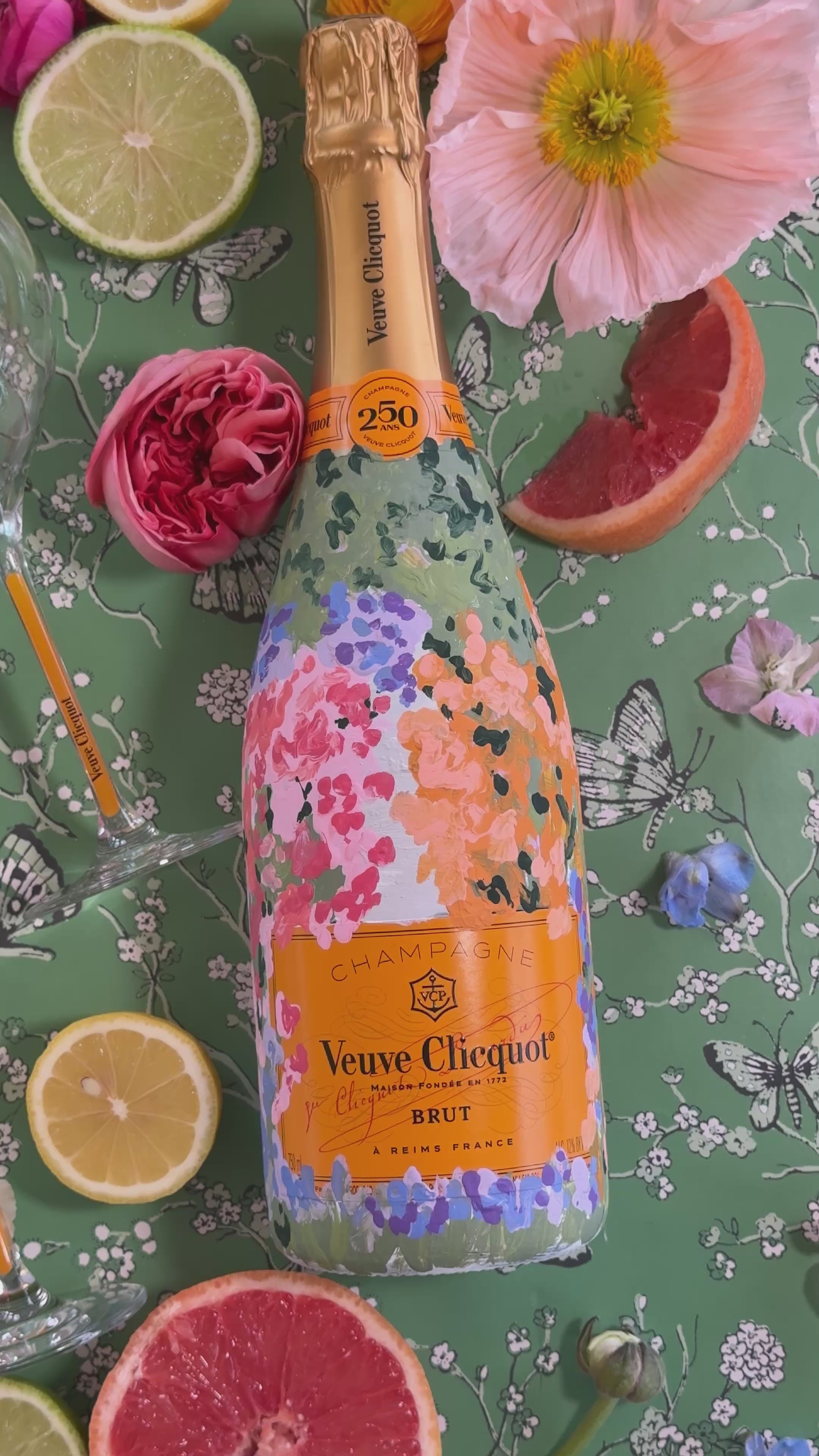 Custom Hand Painted Champagne Bottle — OK only
