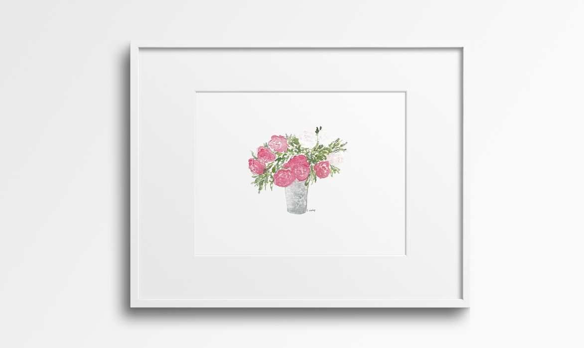 Peonies in Metal Vase Digital Download