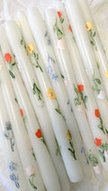 Hand Painted Candles in Canary Floral