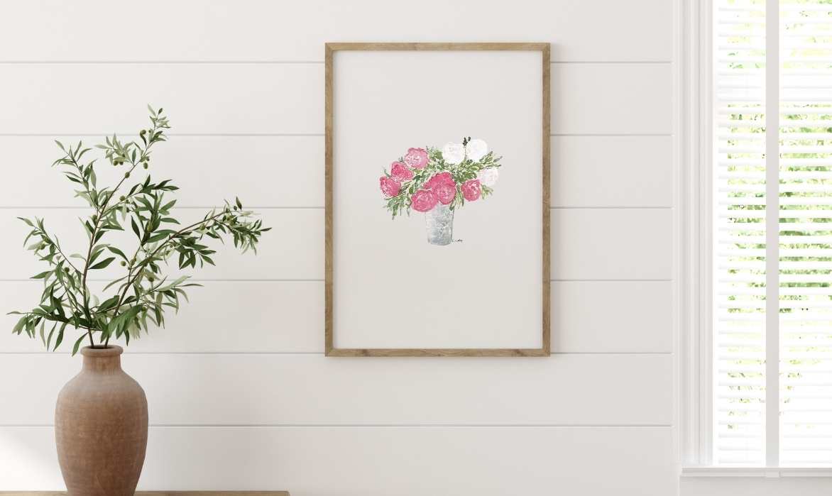 Peonies in Metal Vase Digital Download