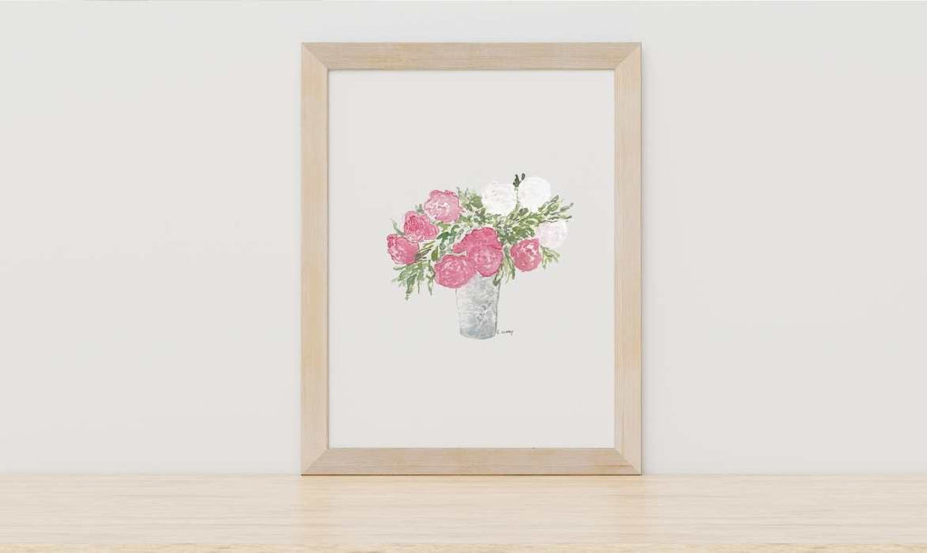 Peonies in Metal Vase Digital Download